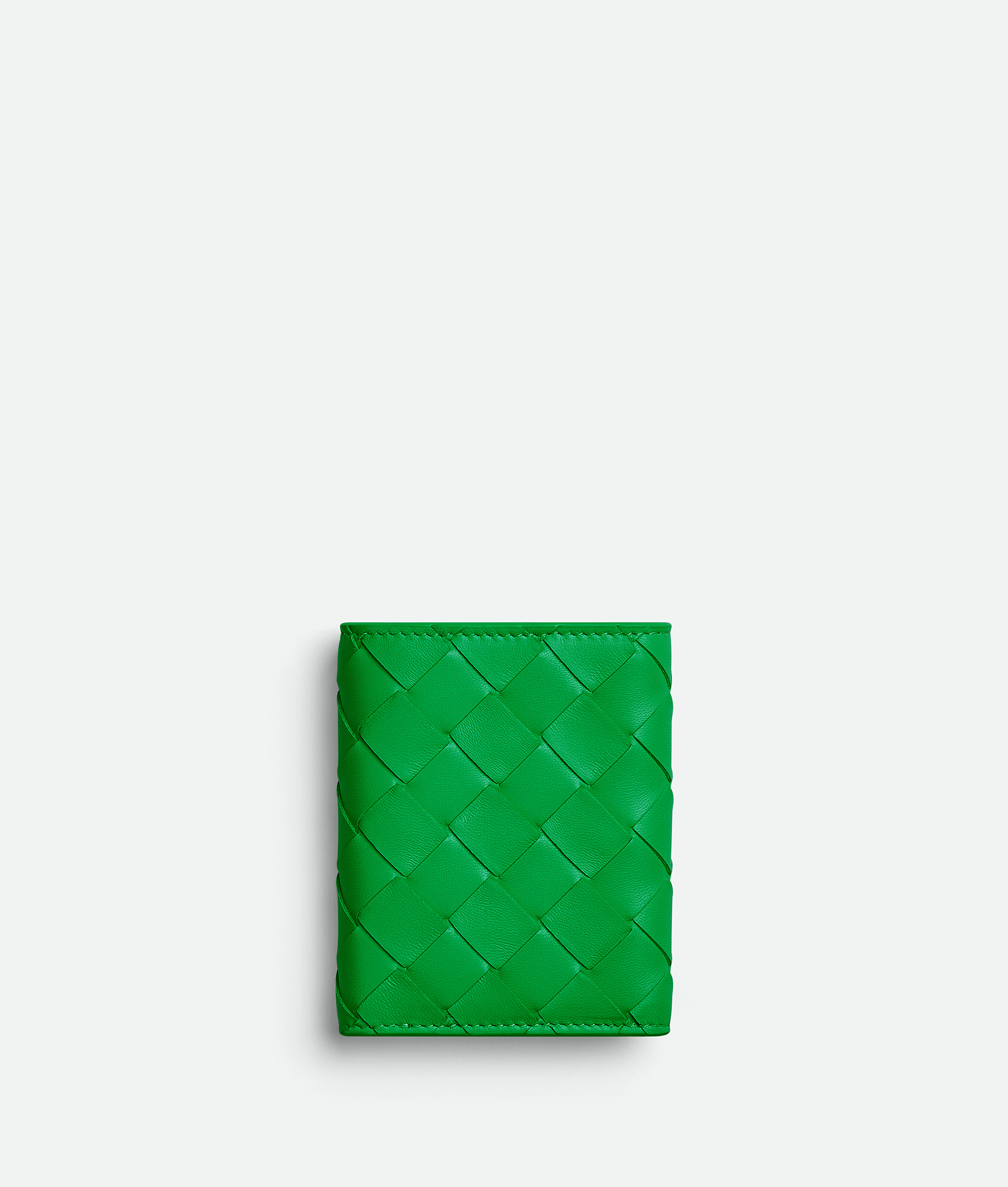 Shop Bottega Veneta Small Intrecciato Tri-fold Zip Wallet In Green