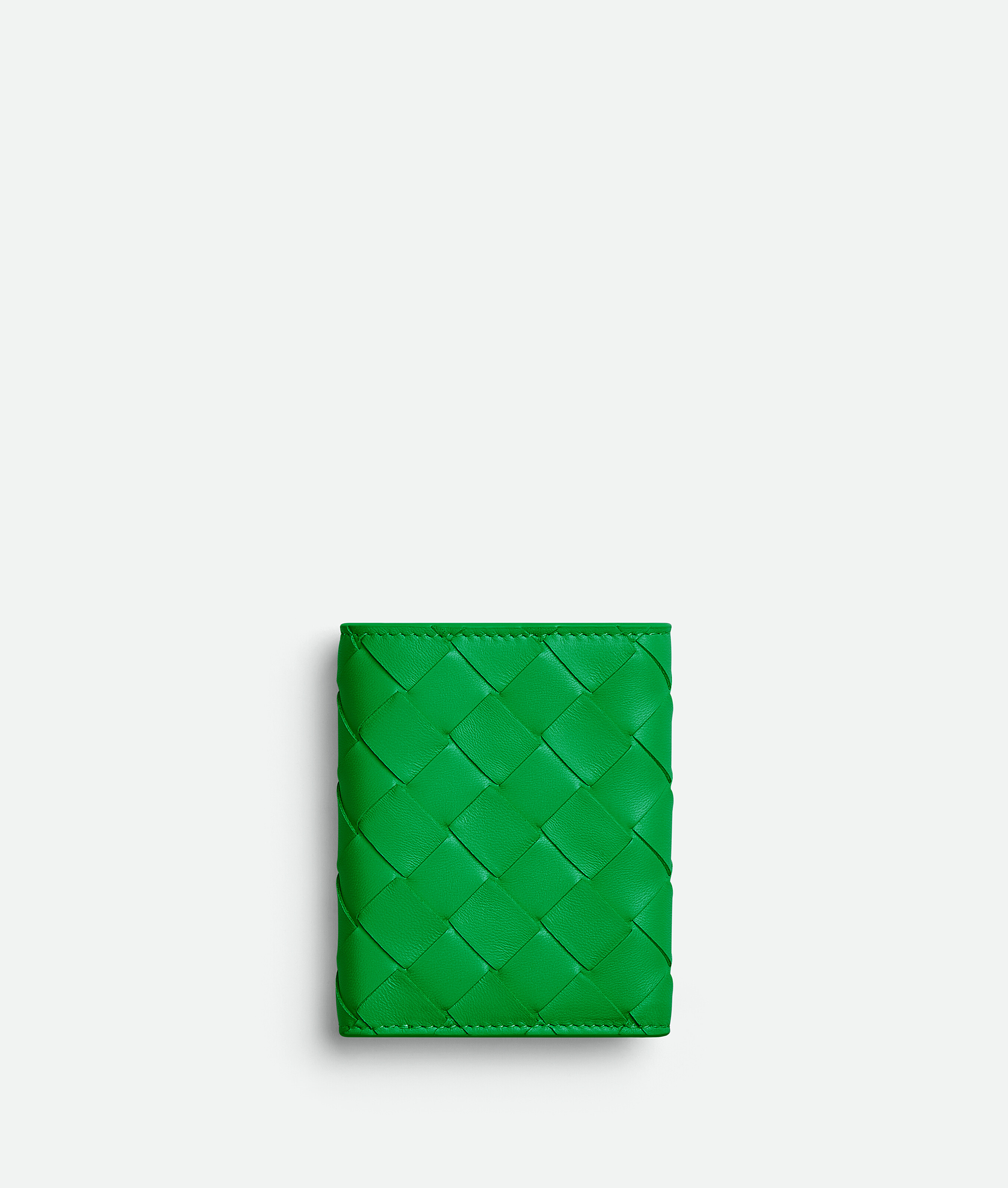 Bottega Veneta Small Intrecciato Tri-fold Zip Wallet In Green
