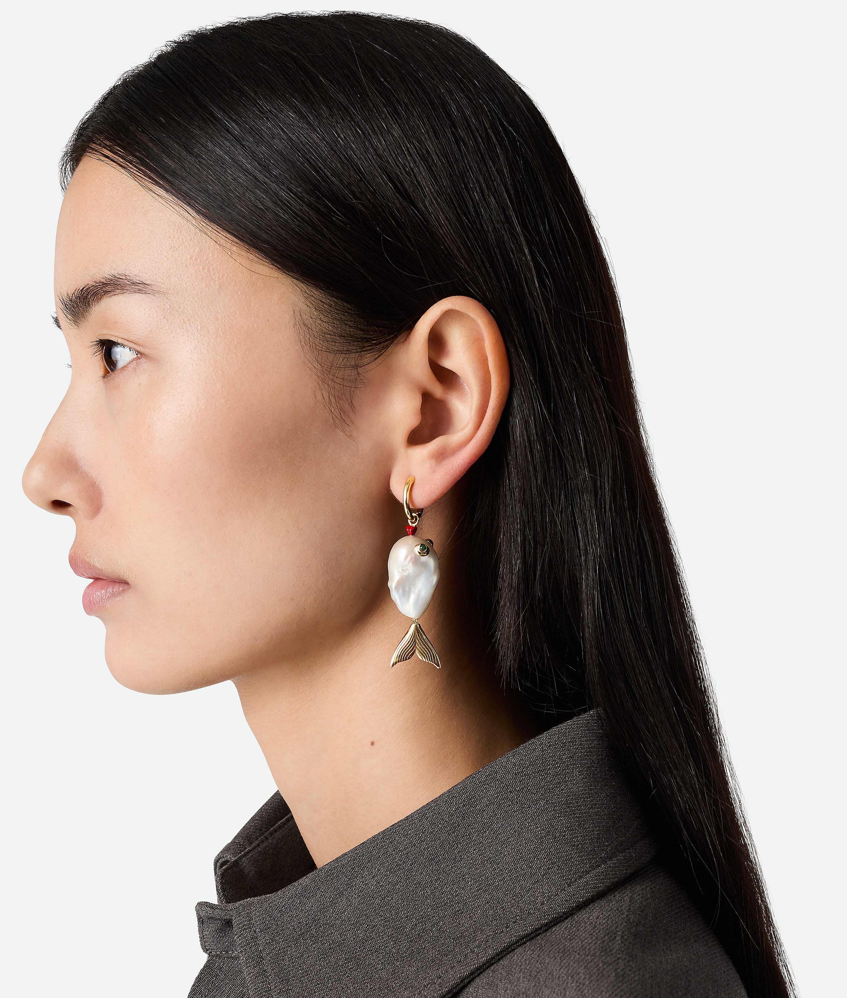 Bottega Veneta Fish Earrings - White/african Jade - Woman