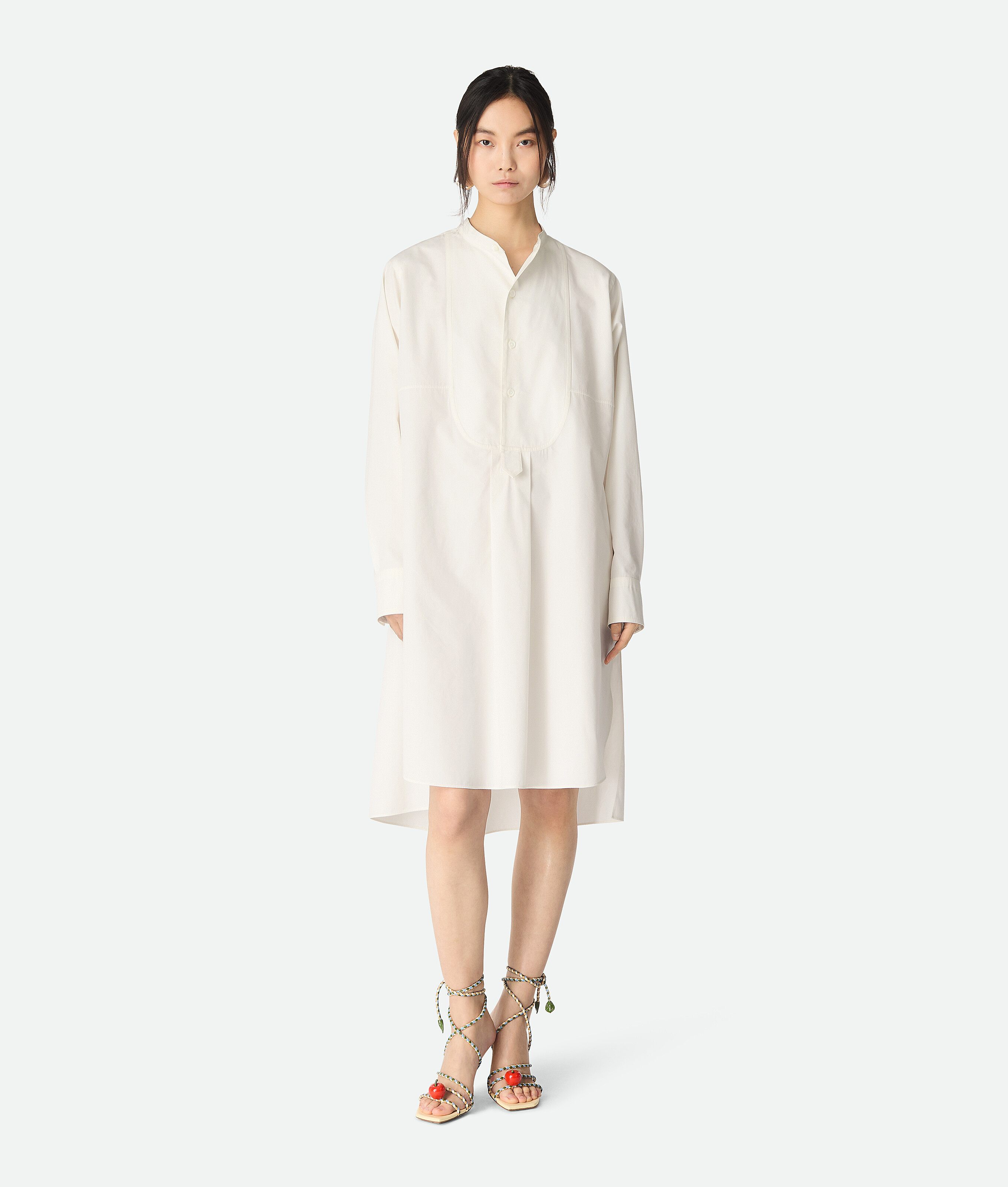 Bottega Veneta Compact Cotton Dress - Chalk - Woman - 2 - Cotton, Viscose & Polyester
