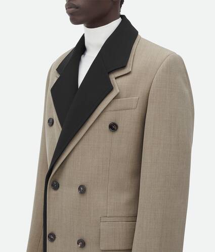 Louis Vuitton Pea coat Men Sz 52 Wool Leather Navy Blue Jacket