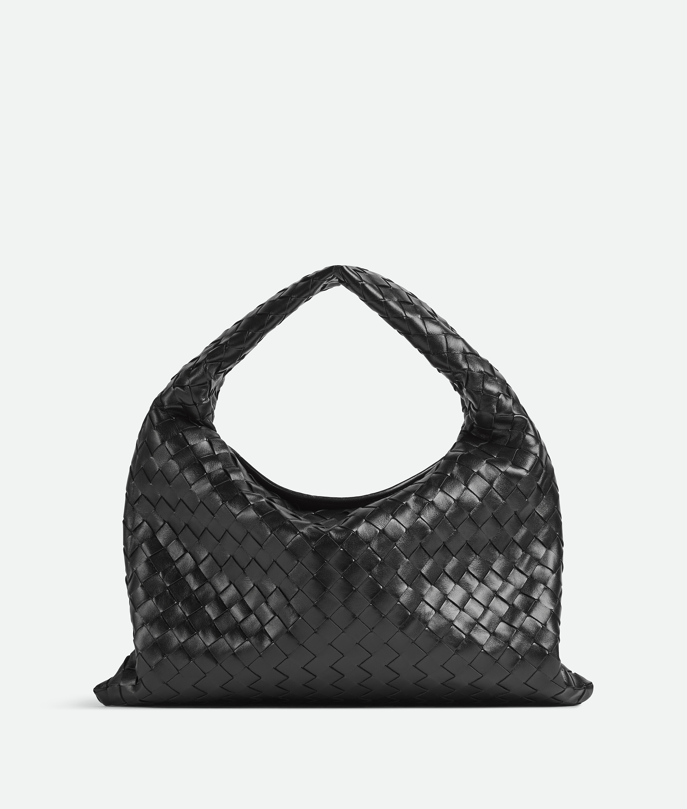Bottega Veneta Small Hop Intrecciato Leather Shoulder Bag In Black