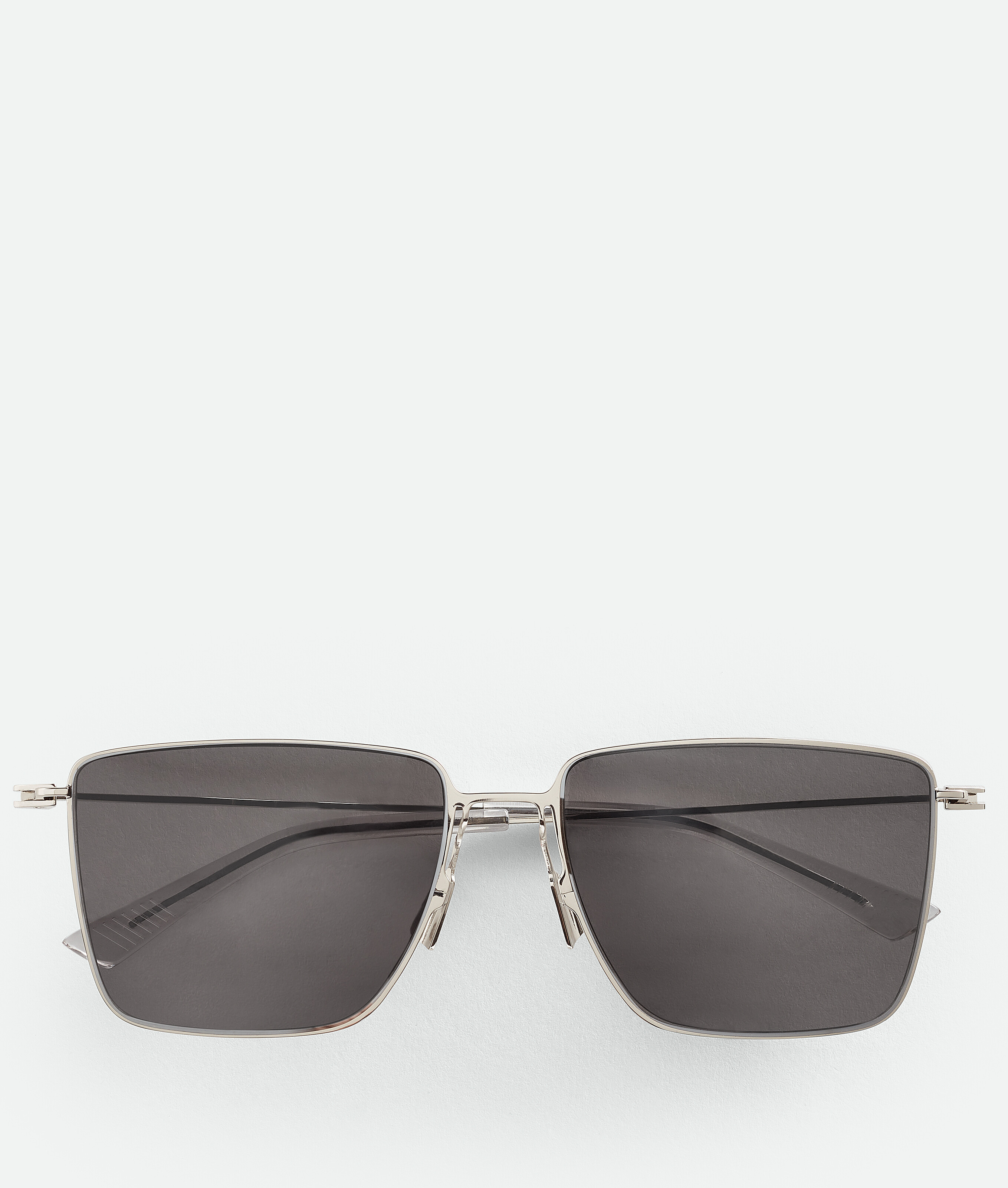 Bottega Veneta Ultrathin Metal Rectangular Sunglasses In Silver