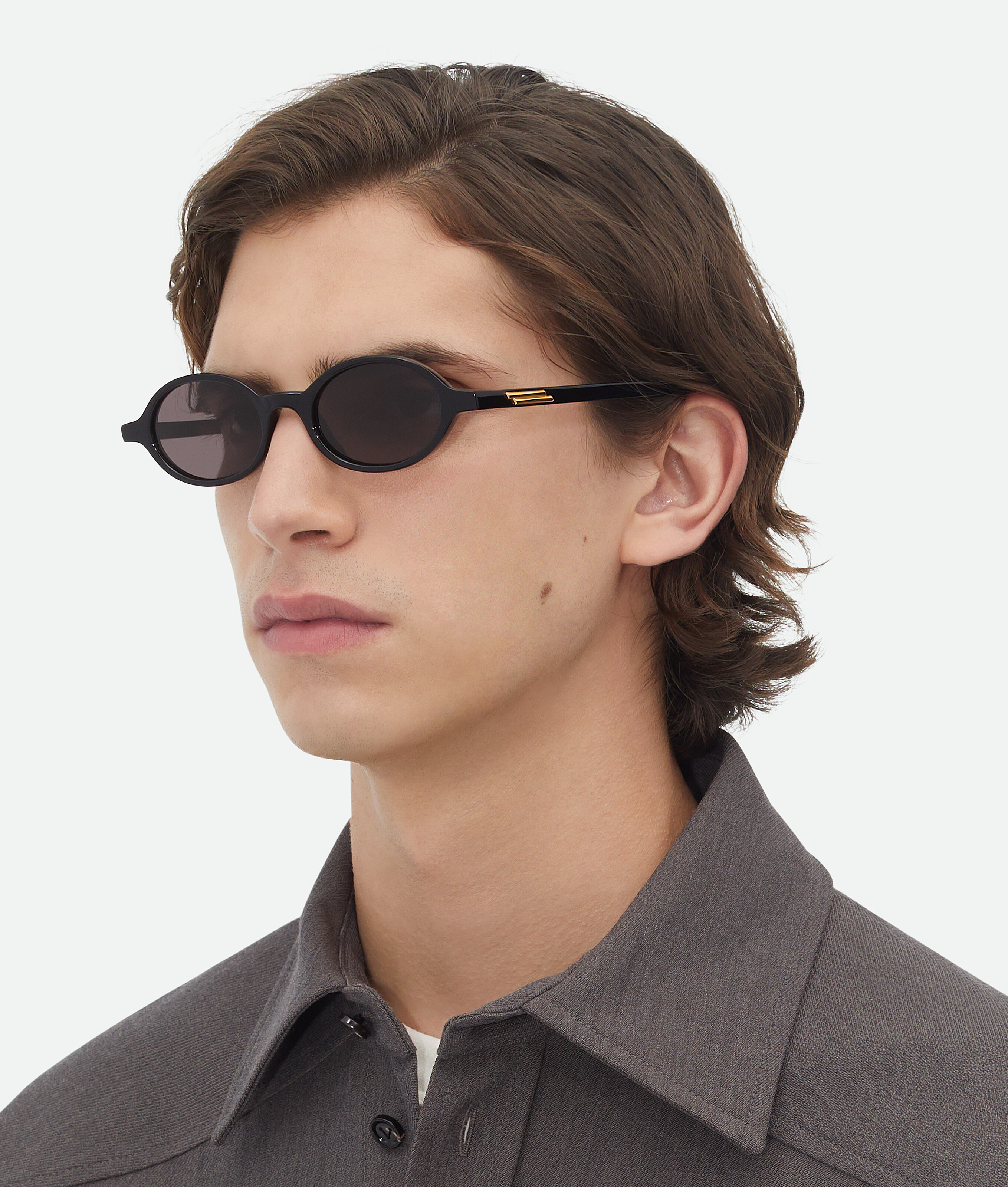 Bottega Veneta Bv1388s Linea Ribbon 001 Black Grey Sunglasses In Black