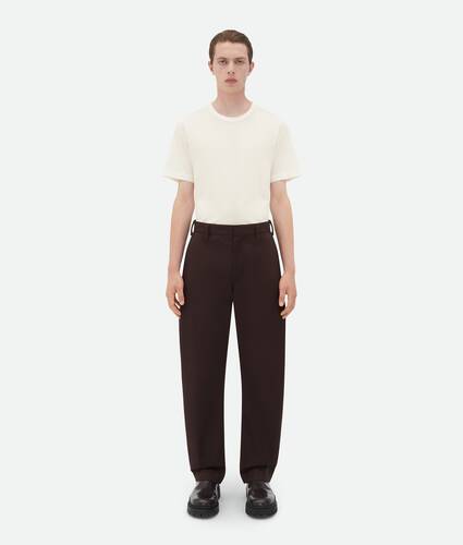 Cotton Mid Waist Solid Tapered Trousers - Cider