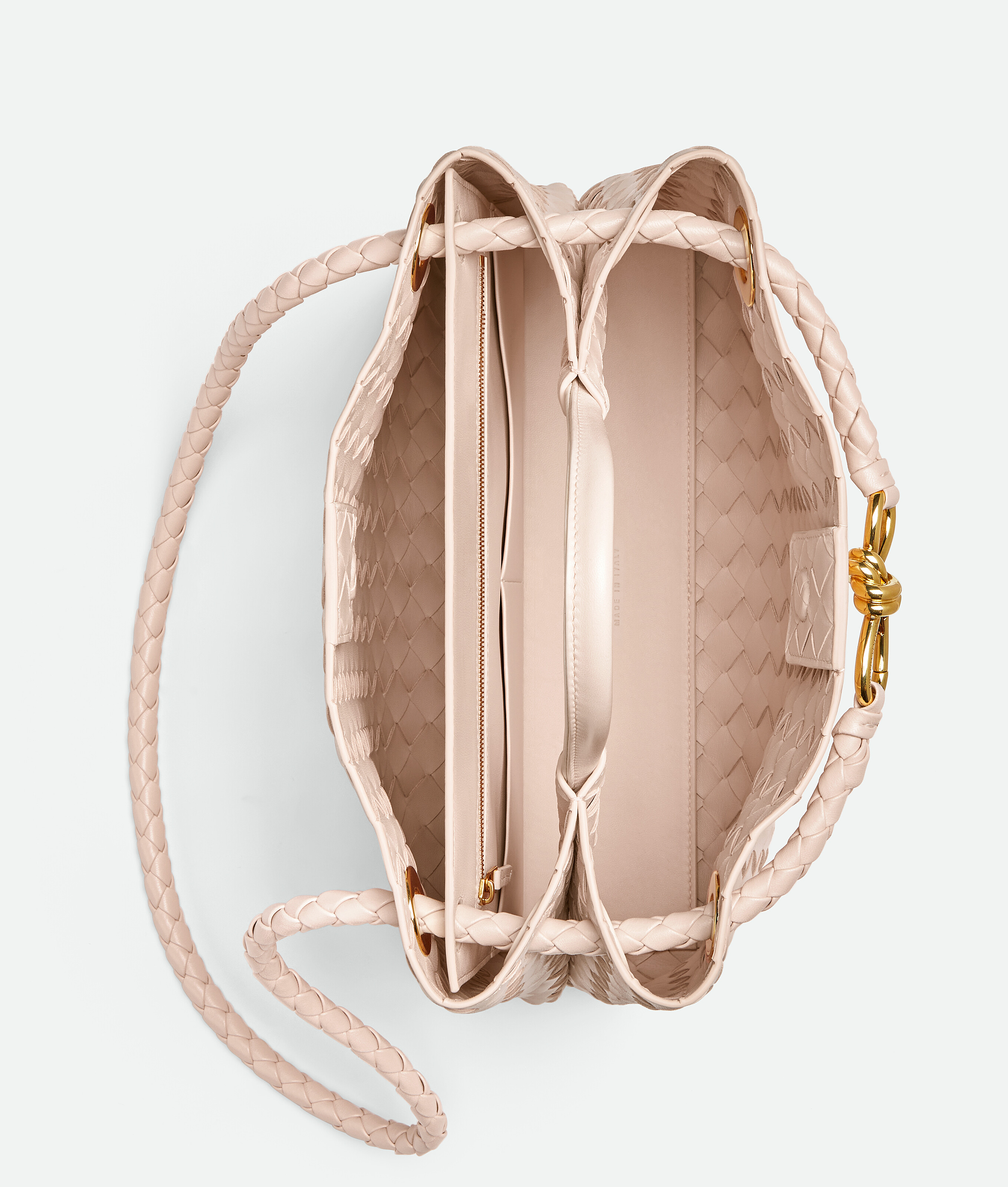 Bottega Veneta Small East-west Andiamo Bag In Neutral