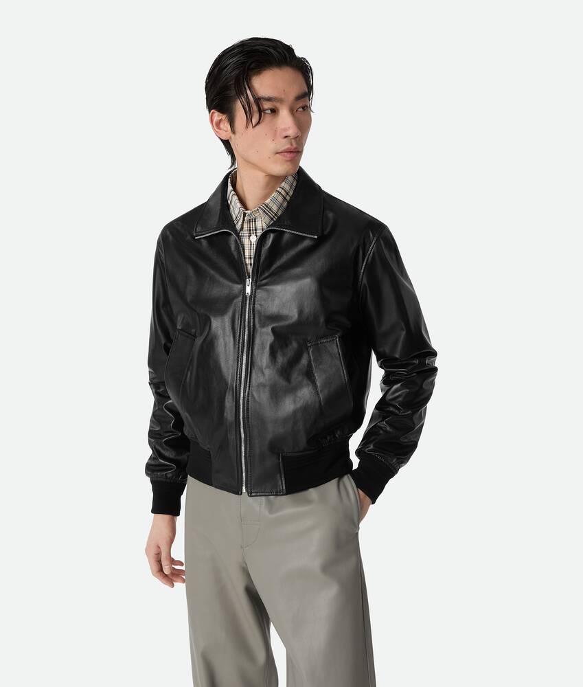 Blouson en cuir nappa pour Homme en Black Bottega Veneta FR