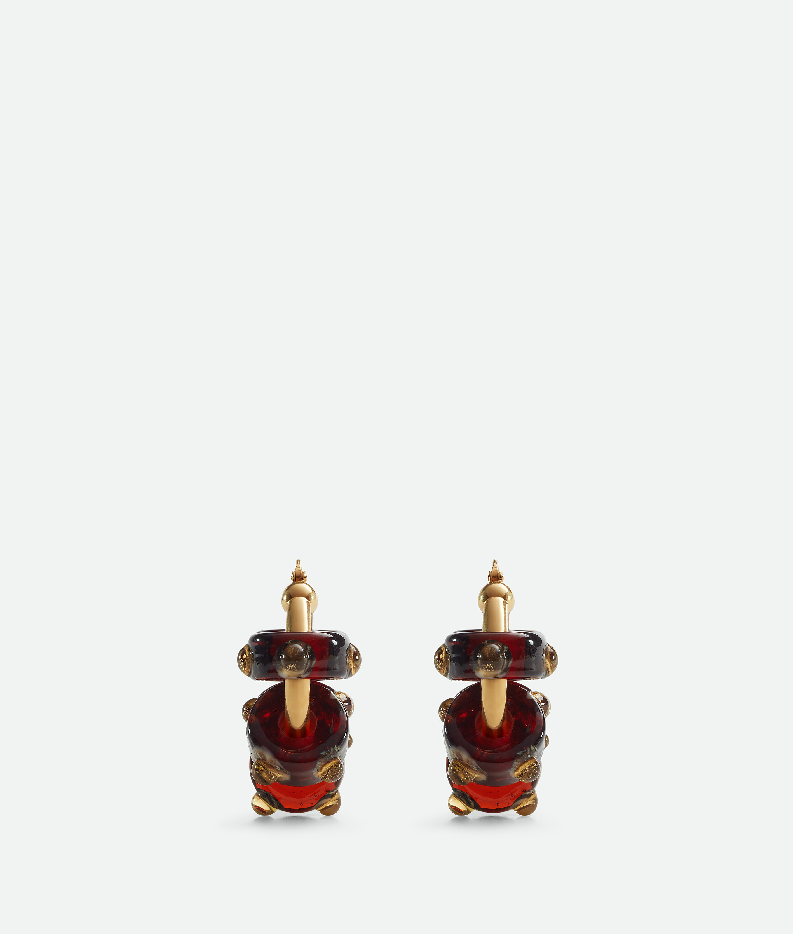 Shop Bottega Veneta Slice Glass Earrings In Burnt Orange/off White