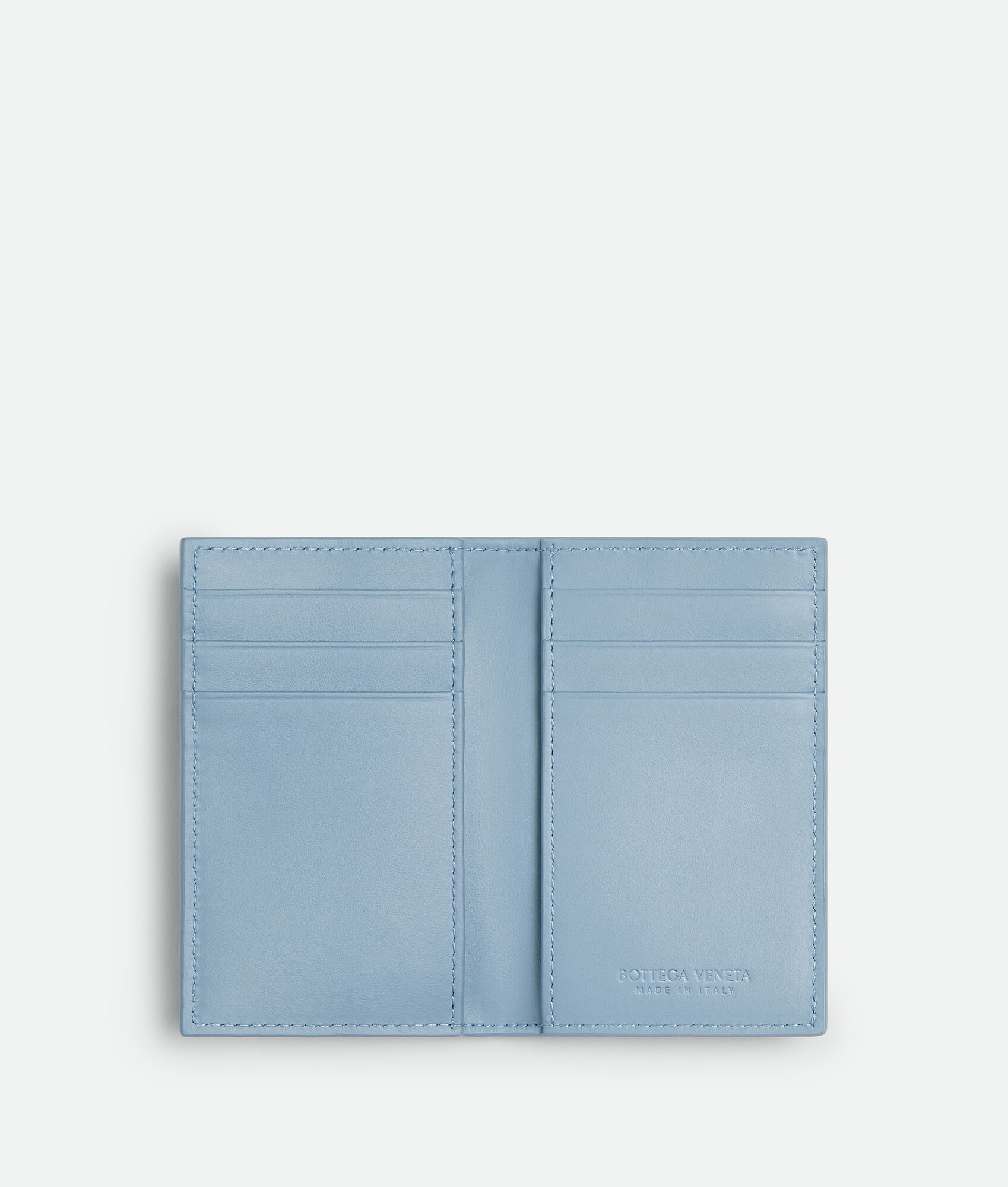 Bottega Veneta® Men's Cassette Flap Card Case in Blue melange 