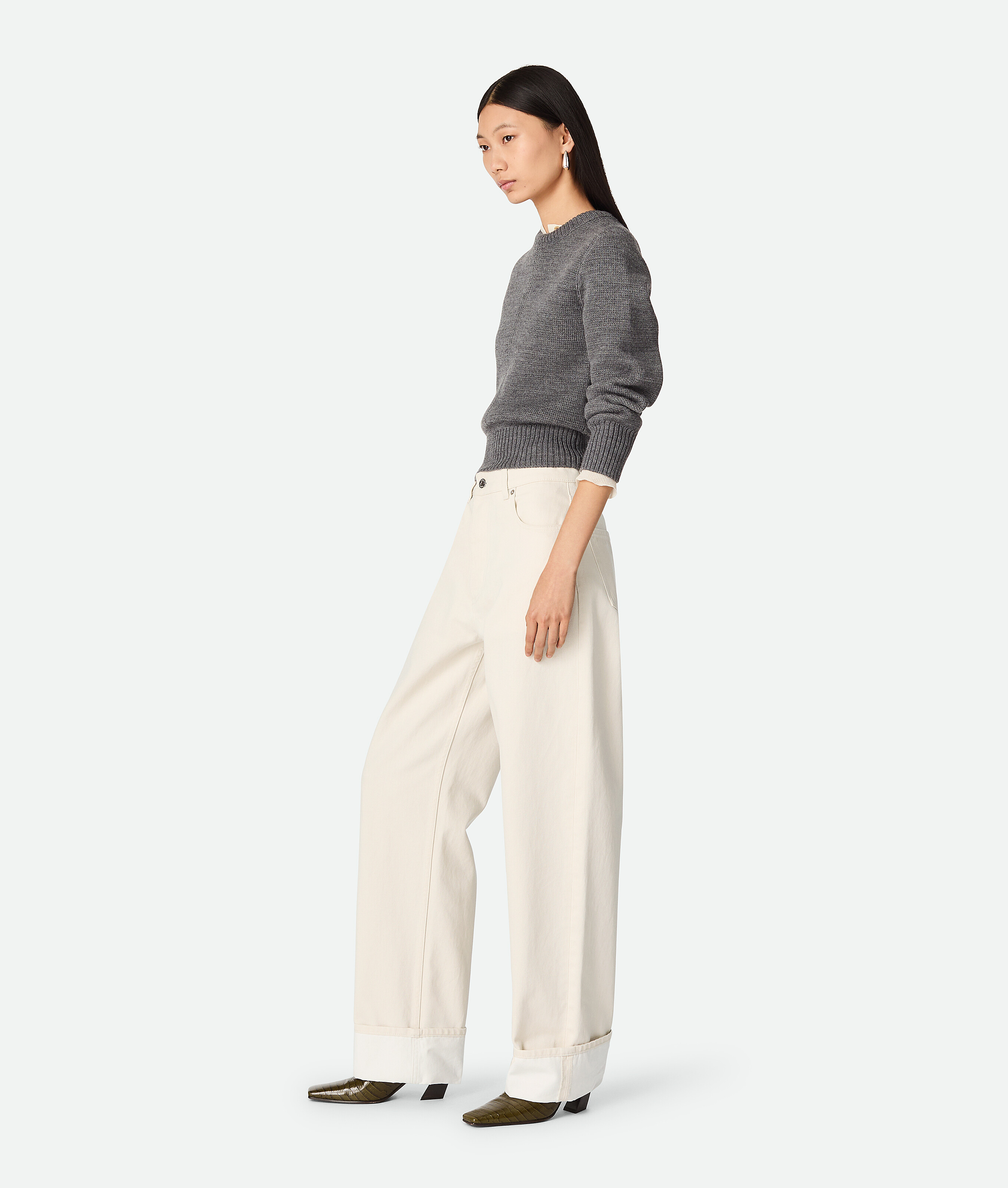 Bottega Veneta Bunte Jeans Mit Umschlag In Pale Meringue