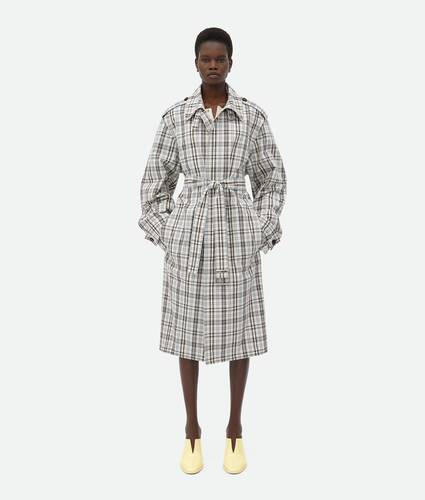 Display a large version of the product image 1 - Checked Cotton Trench Coat