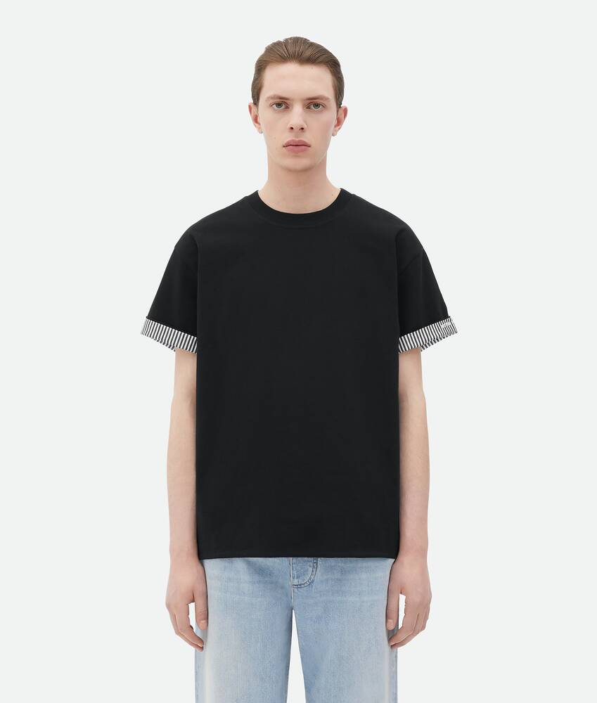 Bottega Veneta® Men'S Double Layer Striped Cotton T-Shirt In Black. Shop  Online Now.