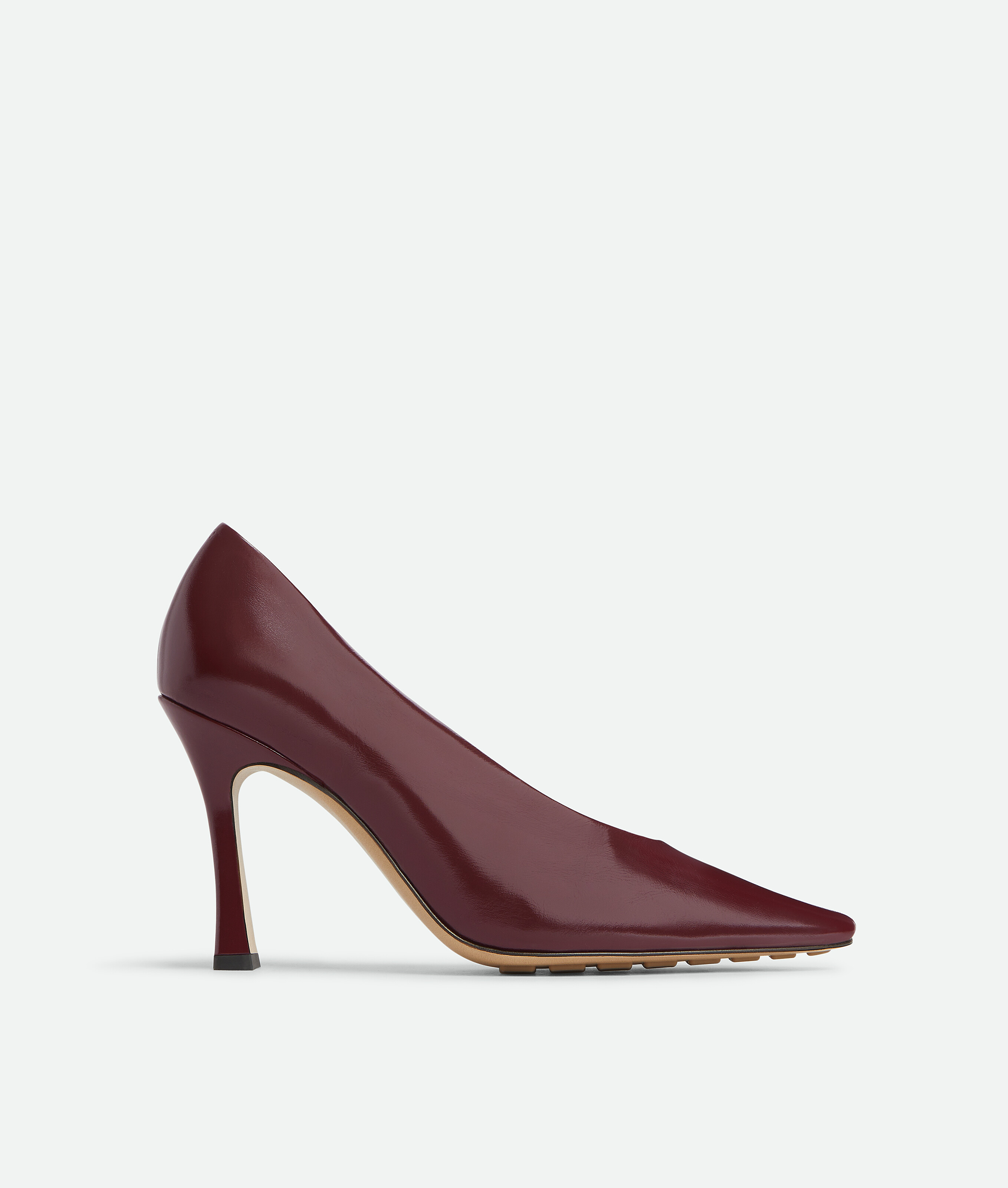Bottega Veneta Leather Stiletto Sporty Pumps In Burgundy