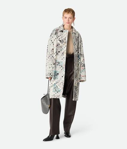 Printed Intrecciato Leather Coat