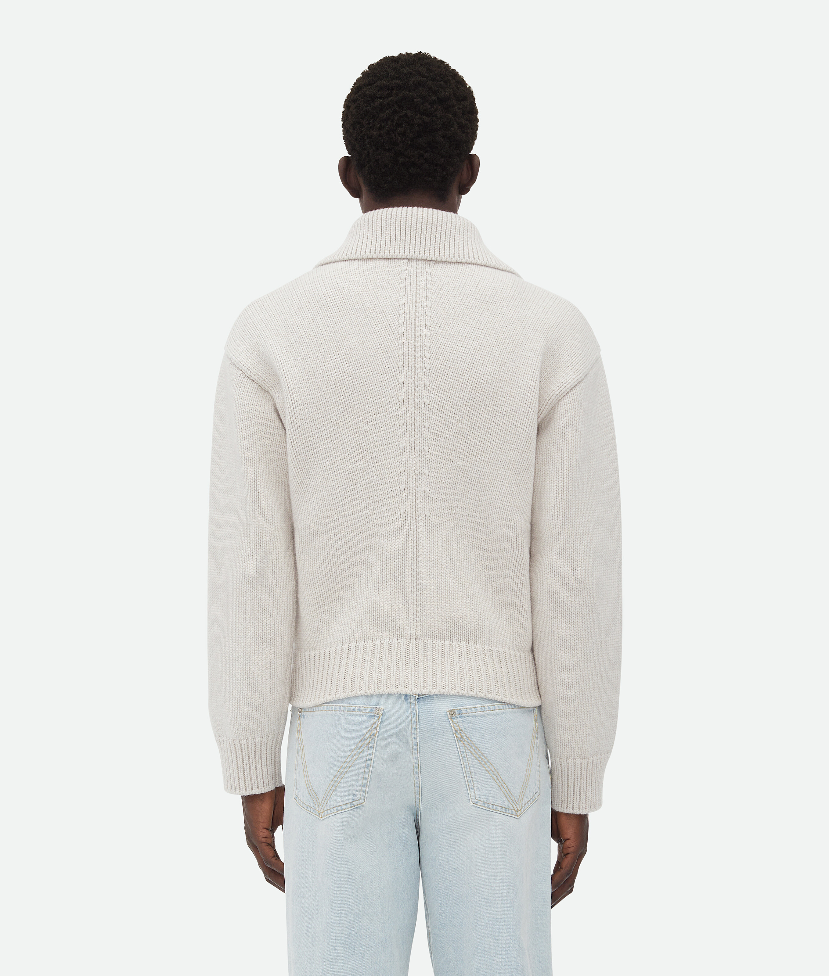 Bottega Veneta Cardigan En Laine Compacte In Dove Melange