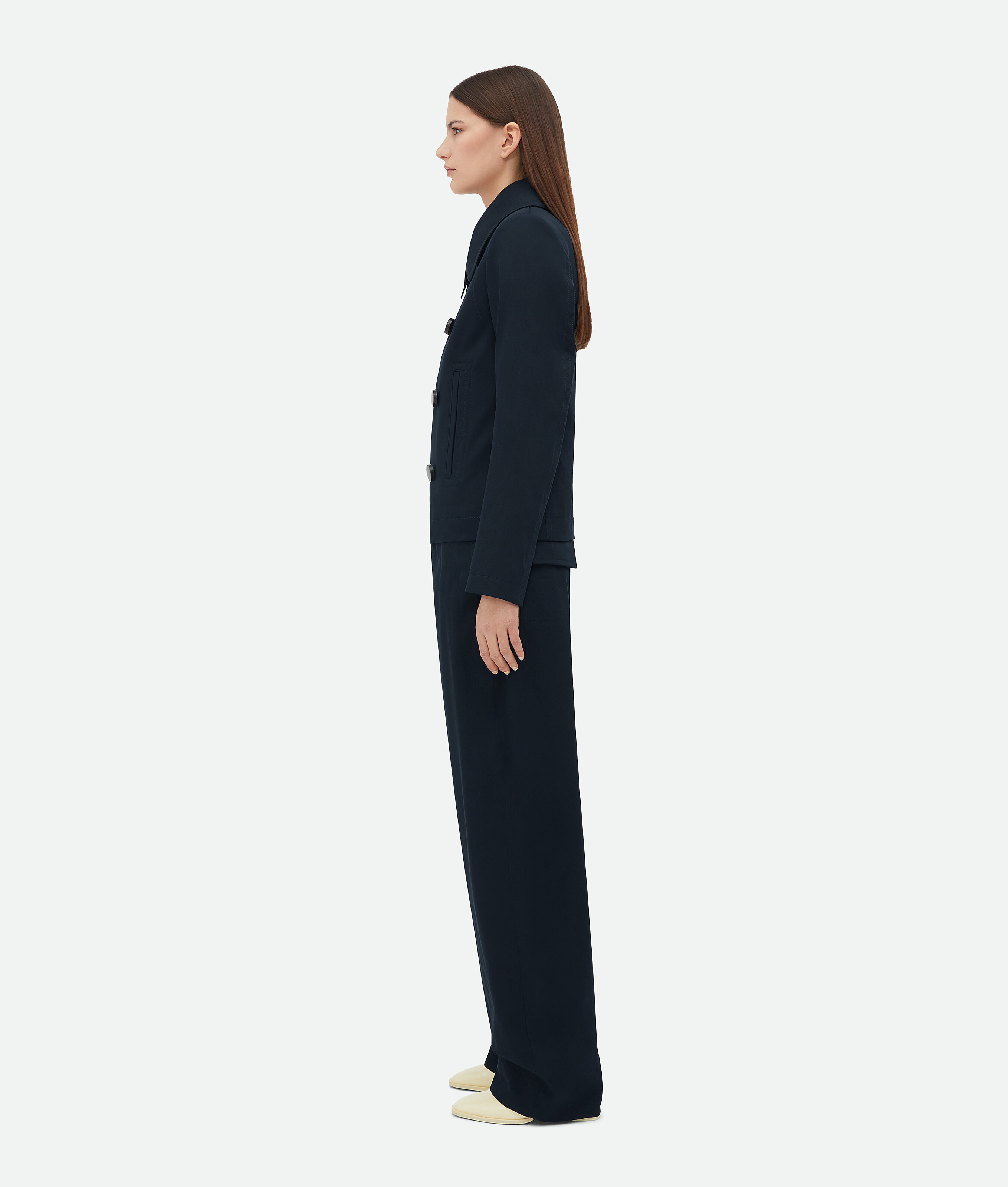 Bottega Veneta Cotton Twill Caban In Midnight Blue