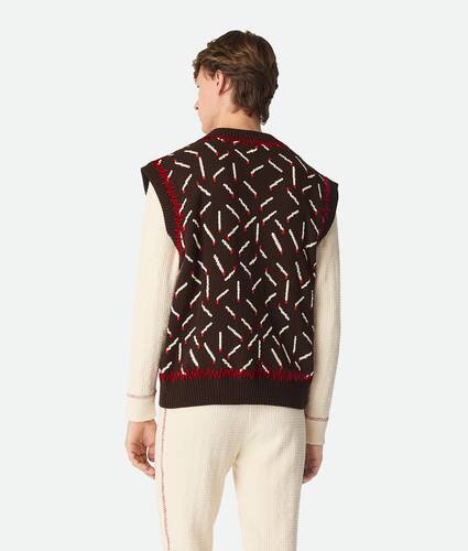 Gilet allumettes en jacquard de coton