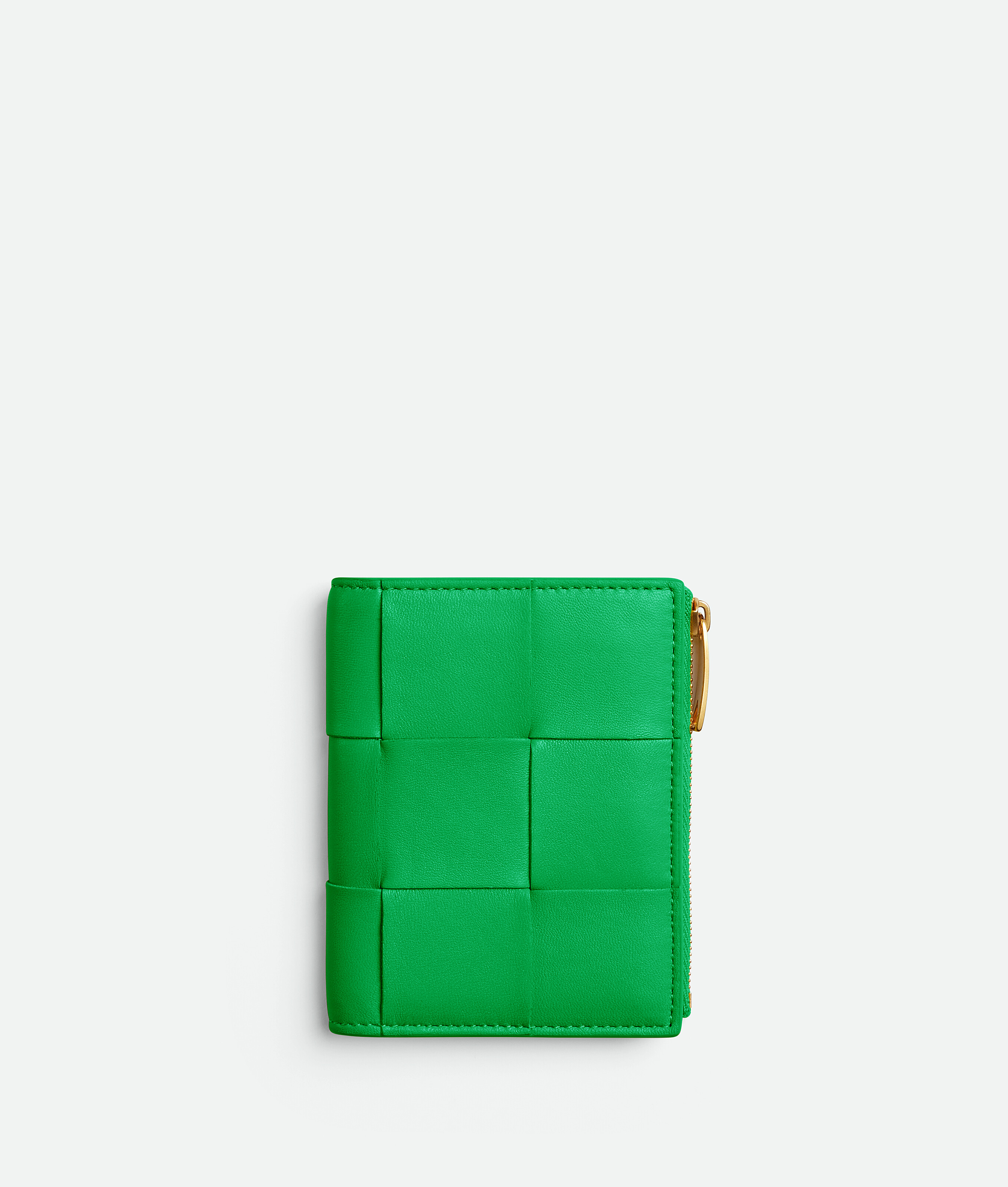 Bottega Veneta Small Cassette Bi-fold Zip Wallet In Green
