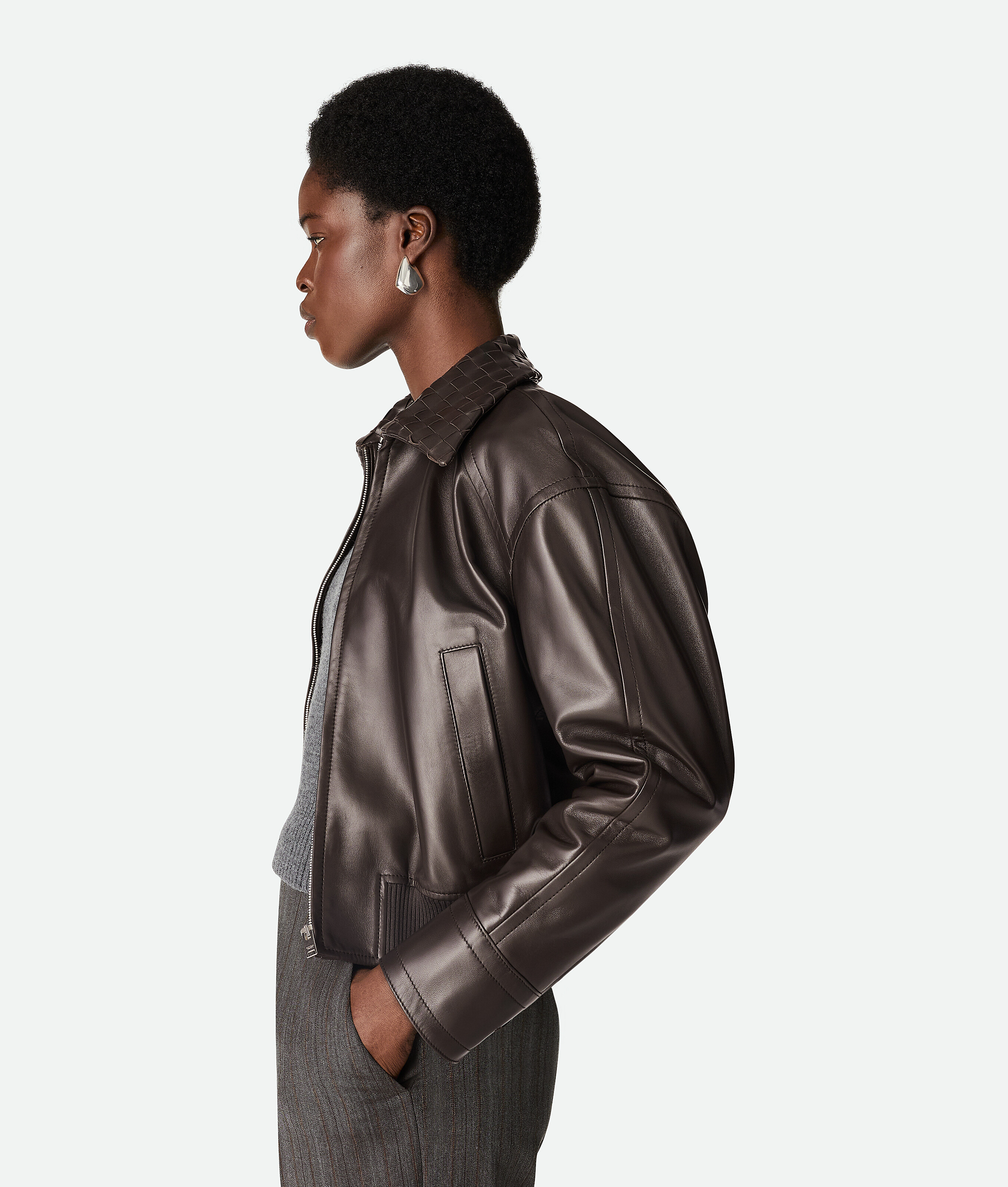 Bottega Veneta Lederblouson In Fondant