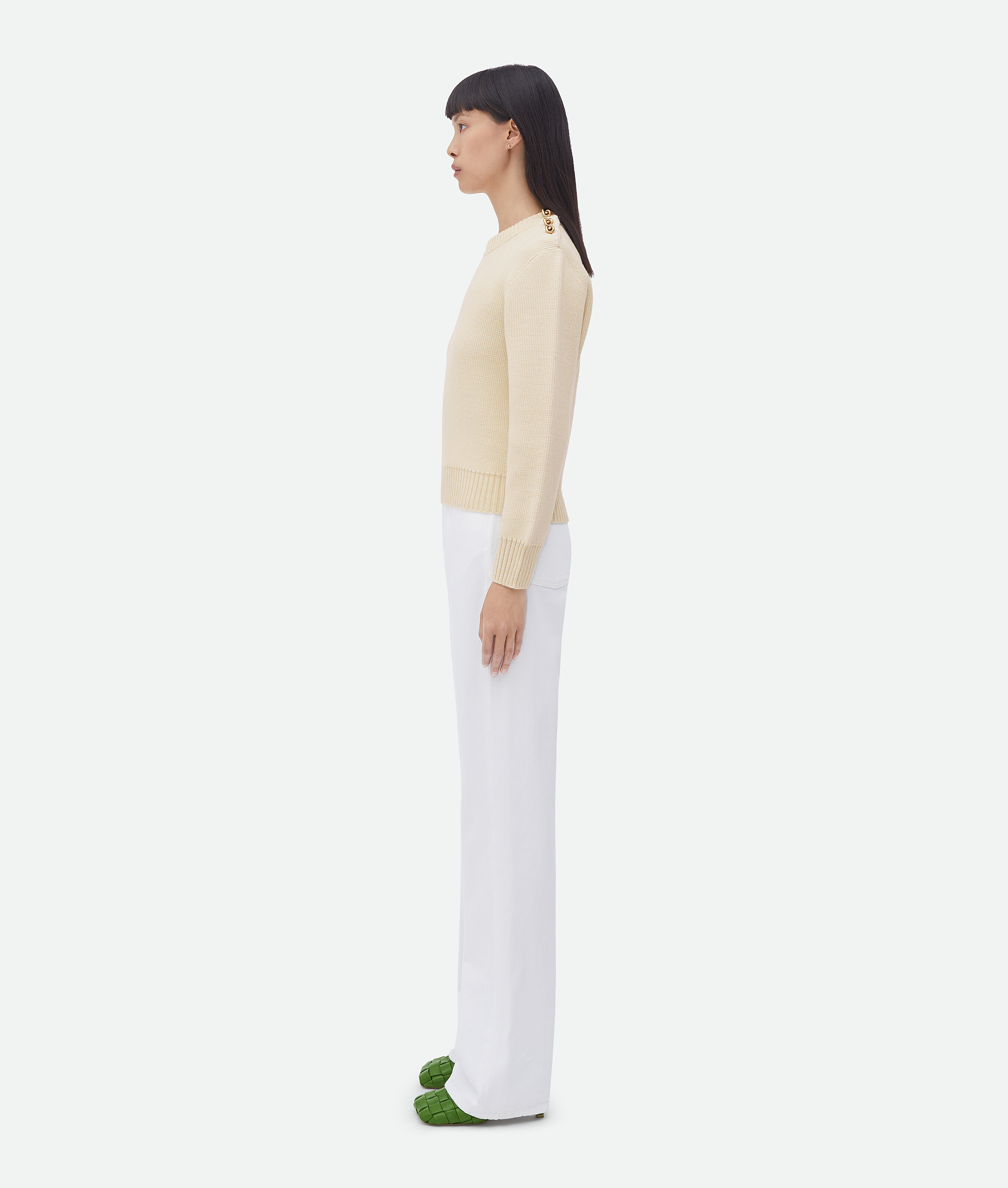 Bottega Veneta Rib Wool Sweater With Knot Detail In White