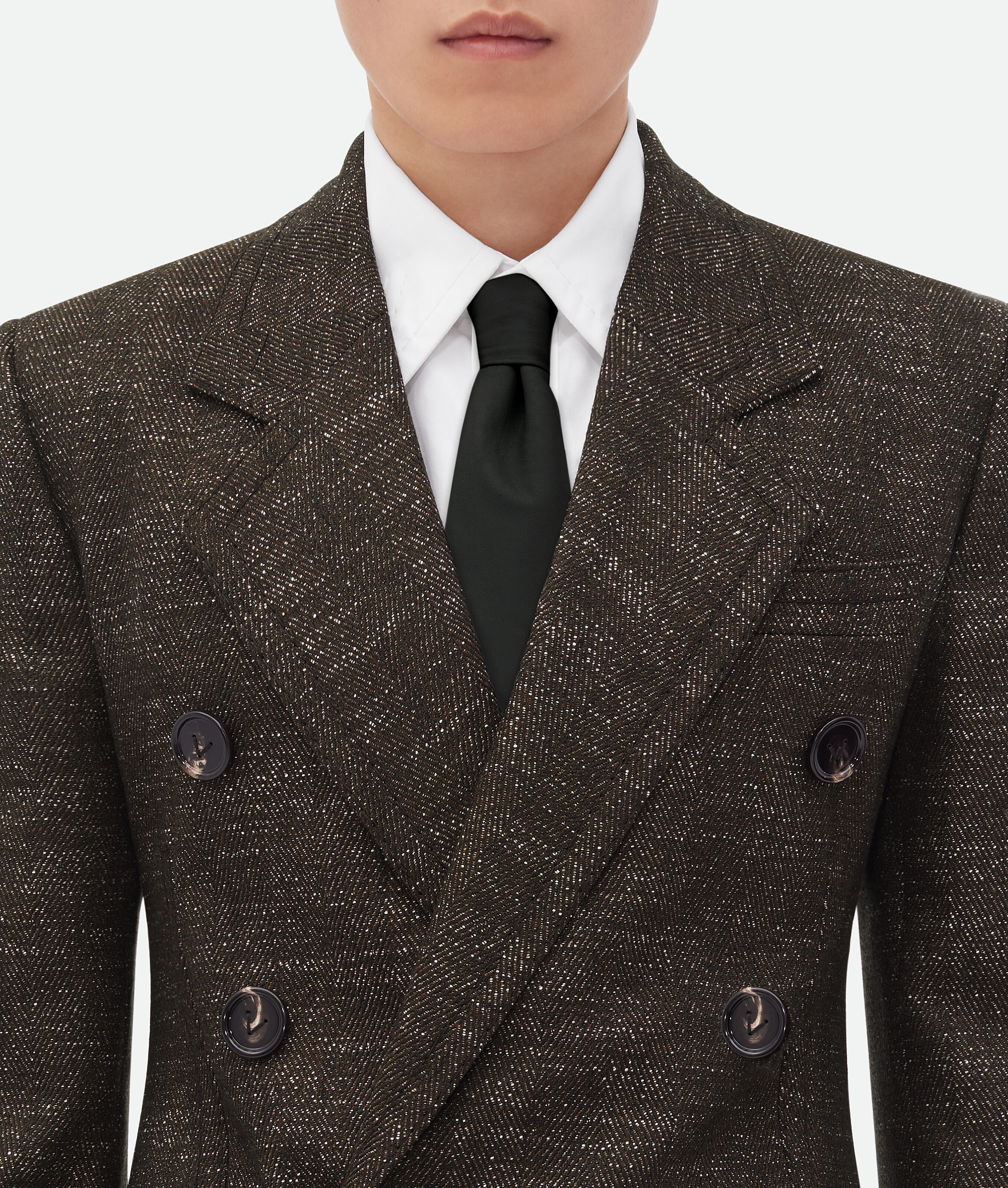 Bottega Veneta Textured Wool Speckled Fitted Jacket In Brown