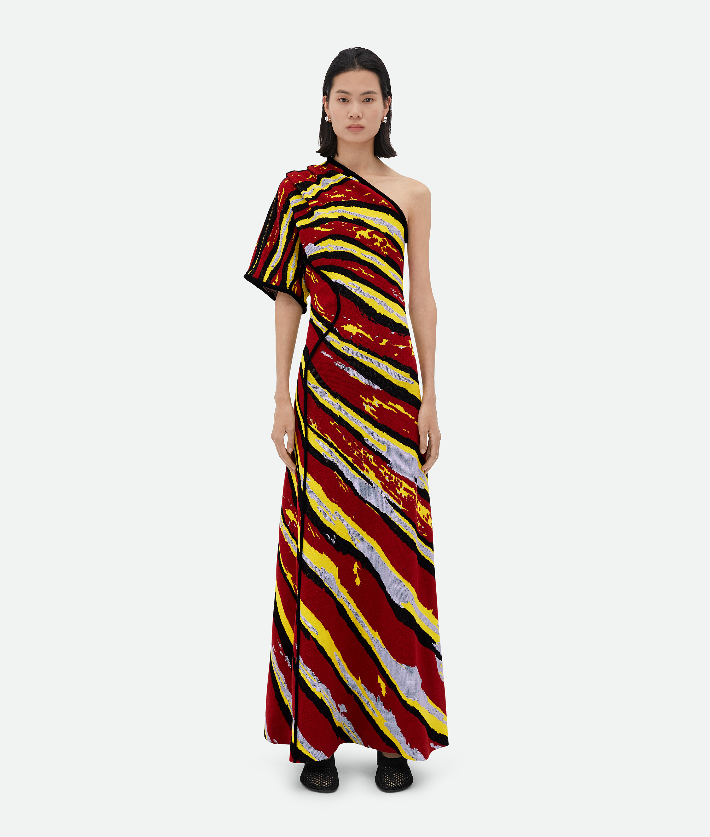 Shop Bottega Veneta Viscose Jacquard Dress In Multicolor