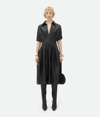 Display a large version of the product image 1 - Leather Midi Balloon Dress
