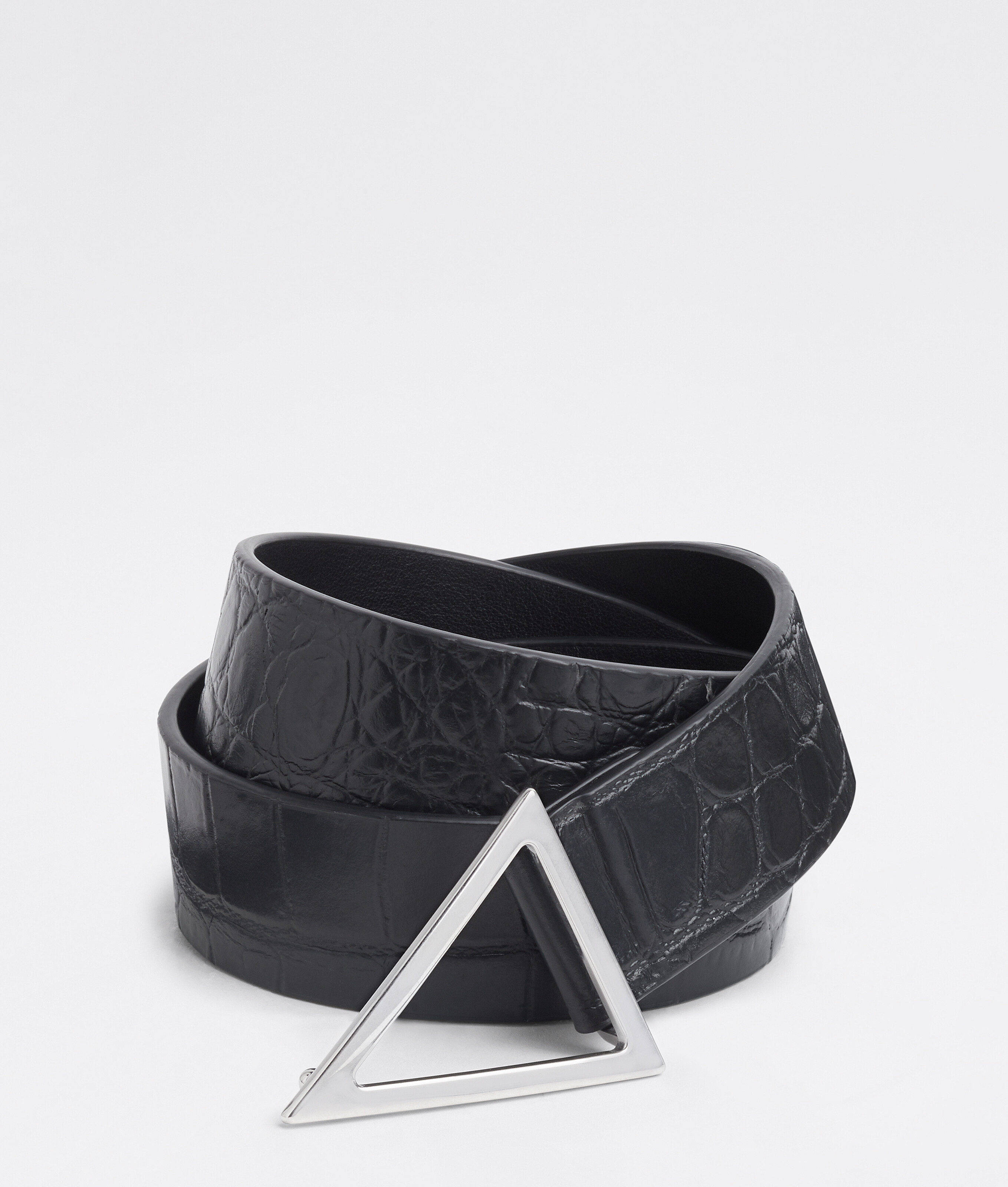 Mens Accessories Belts Bottega Veneta Leather Triangle Belt in Black for Men 