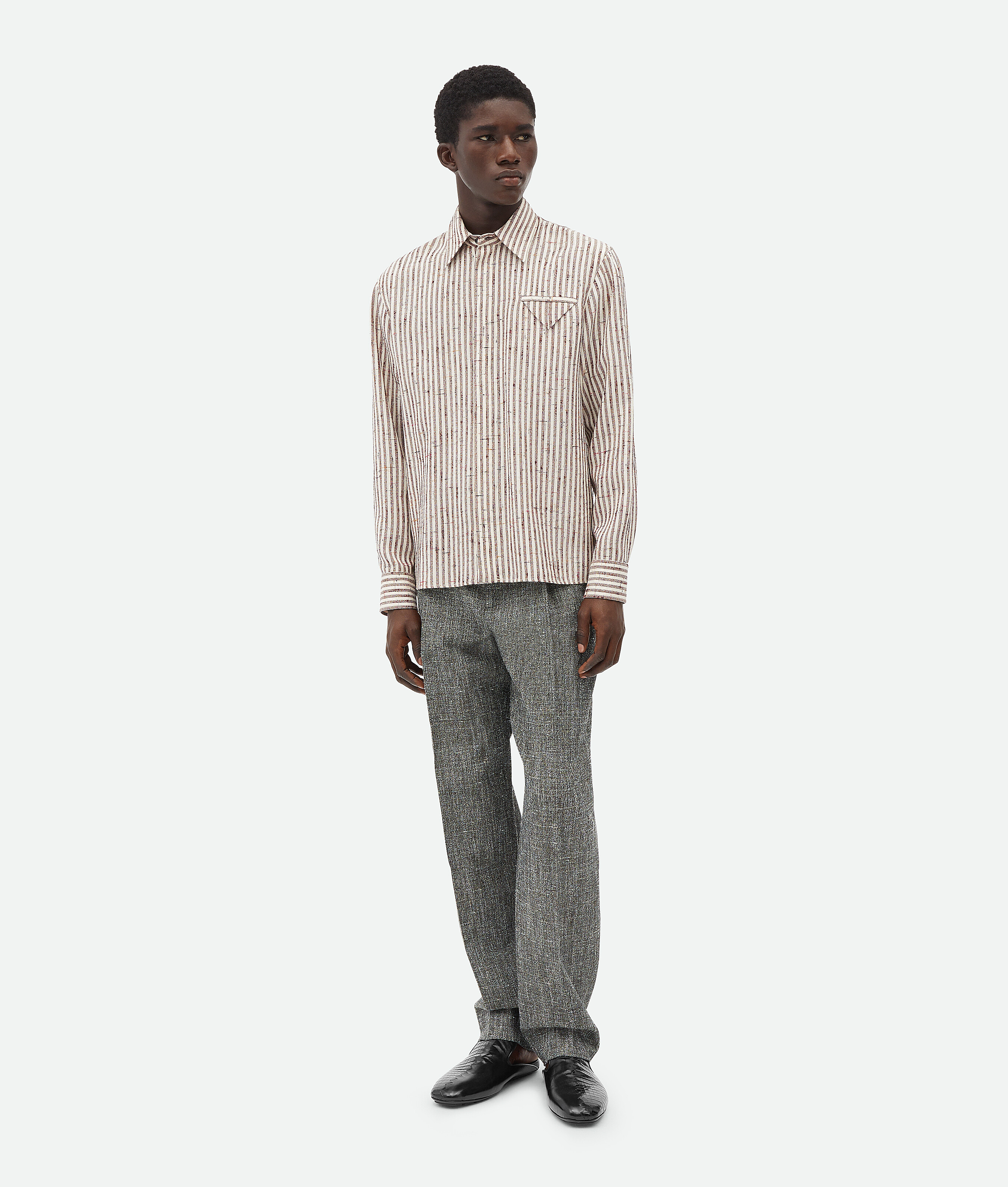 Bottega Veneta Flecked Stripe Button-up Shirt In Talc/loam