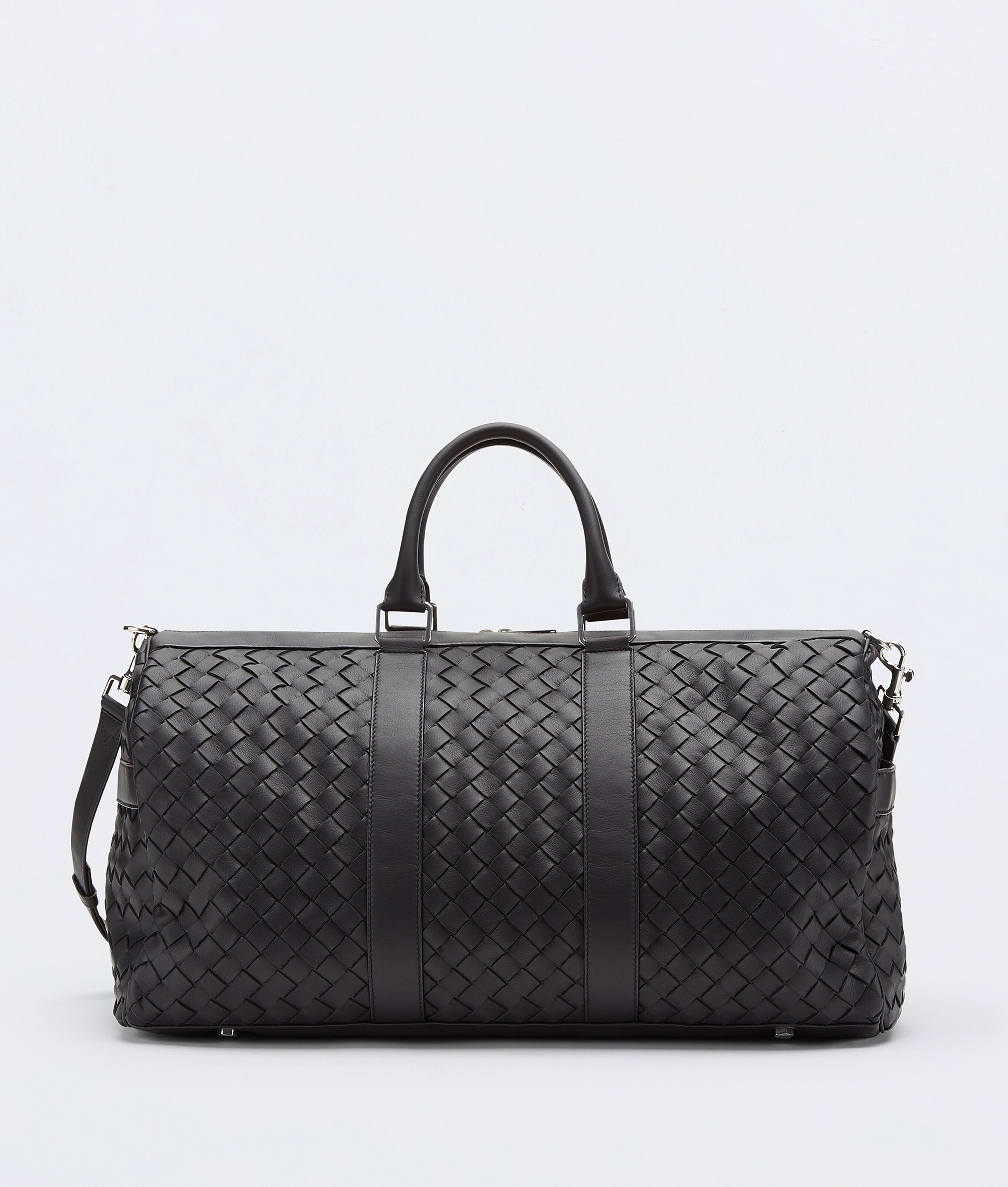 for Men Mens Bags Duffel bags and weekend bags Black Bottega Veneta Intrecciato-leather Holdall in Black Silver 