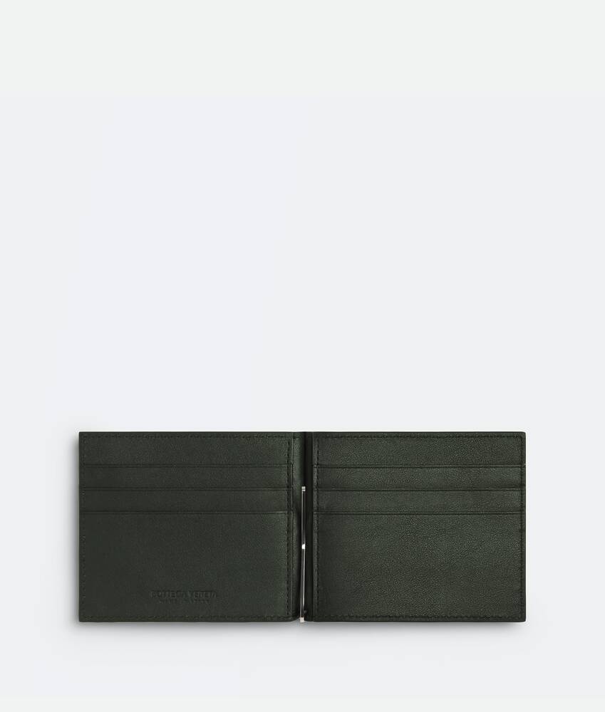 Bottega Veneta® Men's Intrecciato Bill Clip Wallet in Dark Green