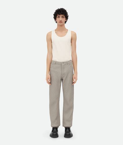 Display a large version of the product image 1 - Intrecciato Leather Straight Leg Trousers