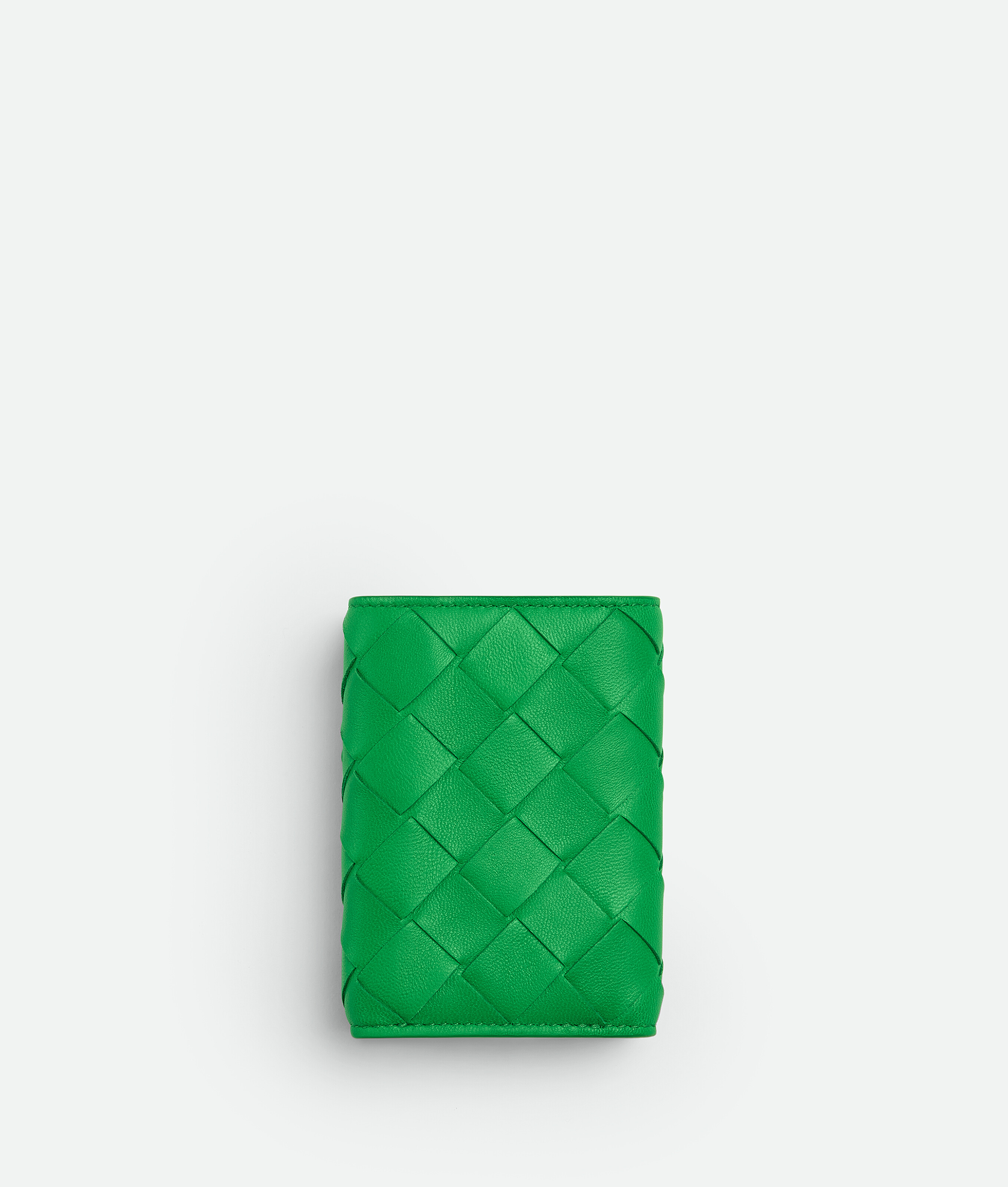 Shop Bottega Veneta Intrecciato Tiny Tri-fold Zip Wallet In Green