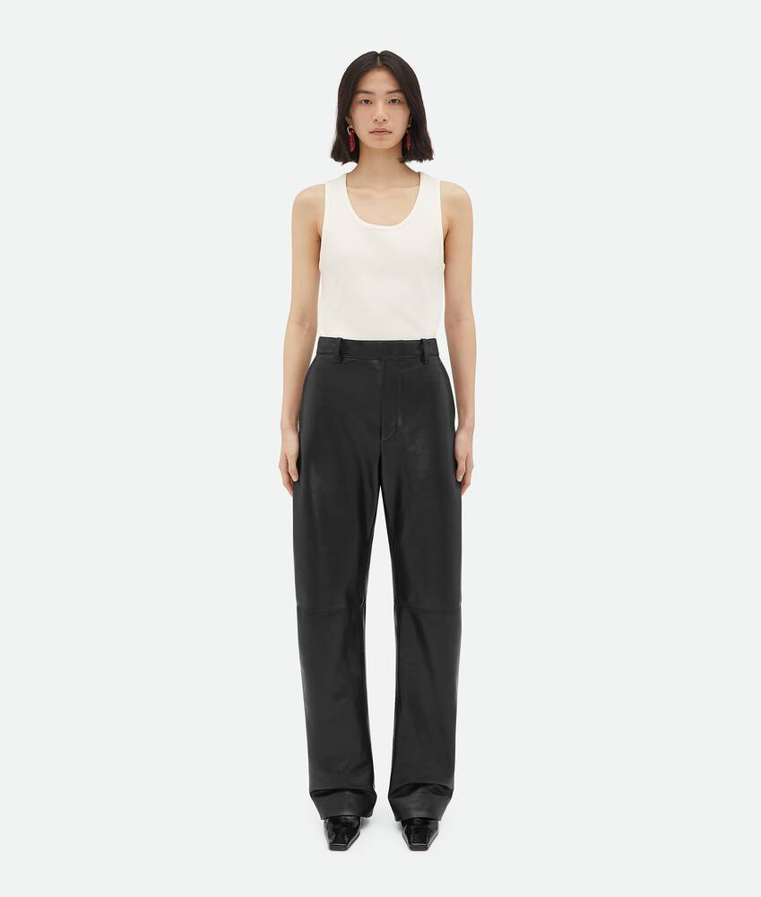 Display a large version of the product image 1 - Leather Rounded Leg Trousers