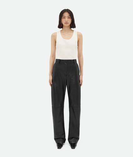 Display a large version of the product image 1 - Leather Rounded Leg Trousers