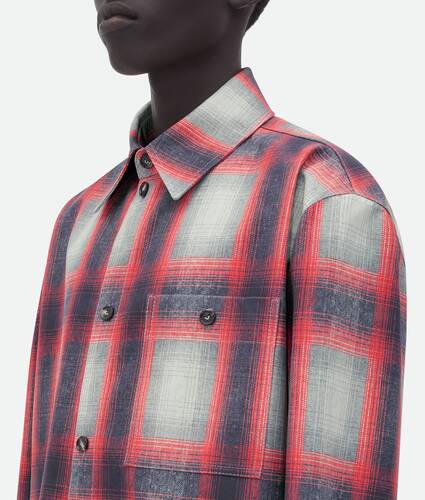 Flannel Effect Printed Leather Shirt