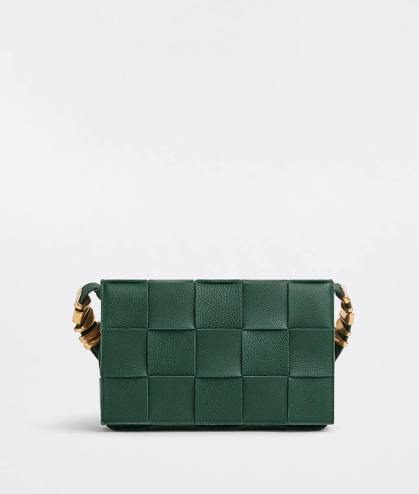 Cassette Leather Shoulder Bag in Green - Bottega Veneta