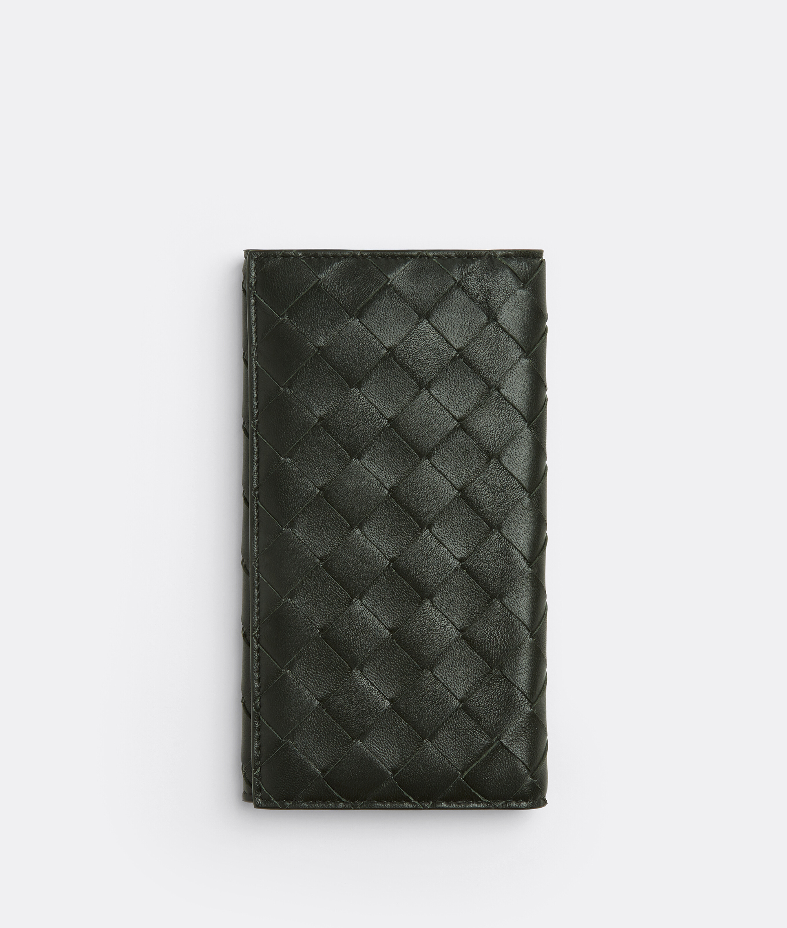 Bottega Veneta® Men's Intrecciato Zipped Card Case in Dark Green