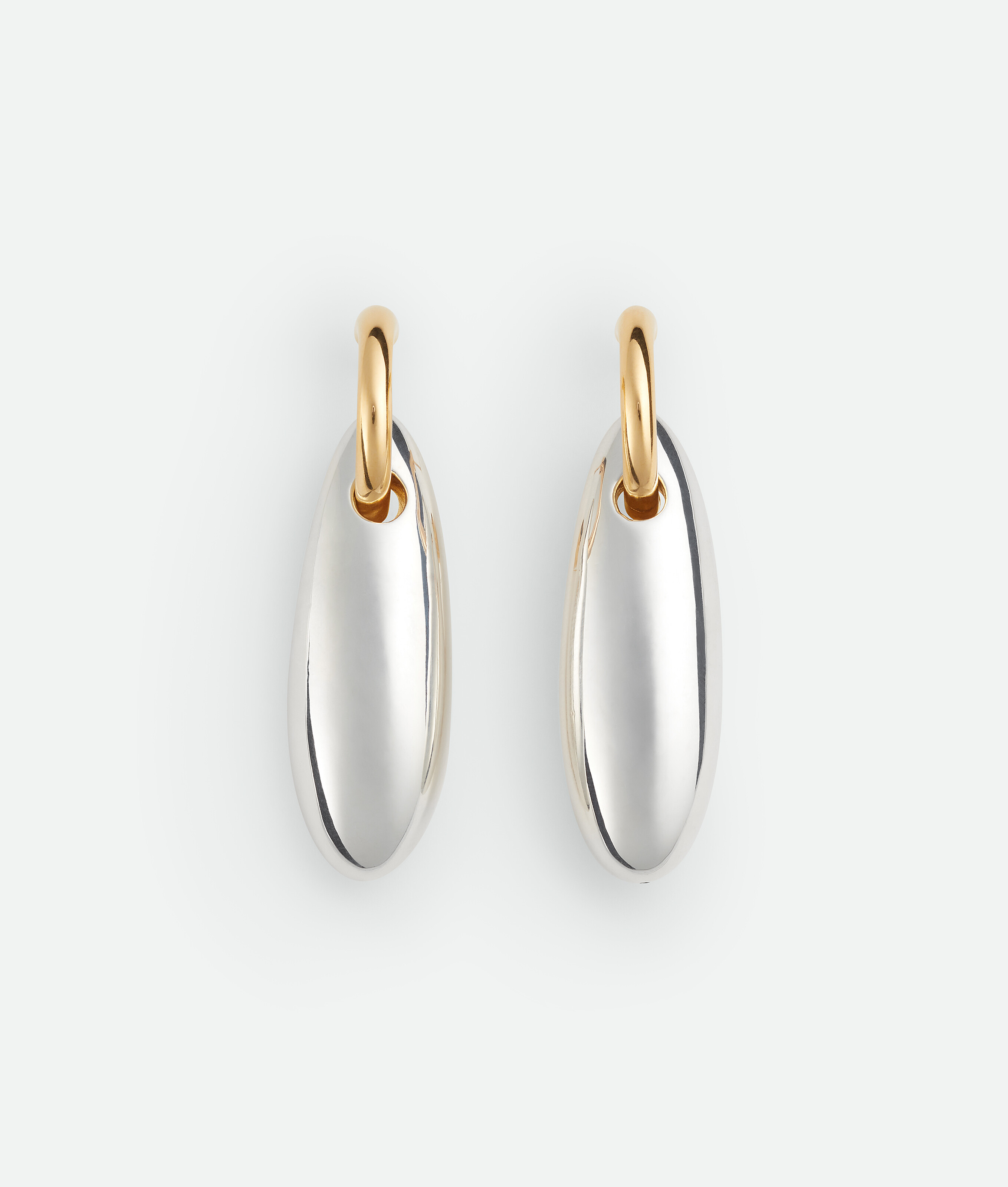 Bottega Veneta Large Oval Earrings In Silver/yellow Gold