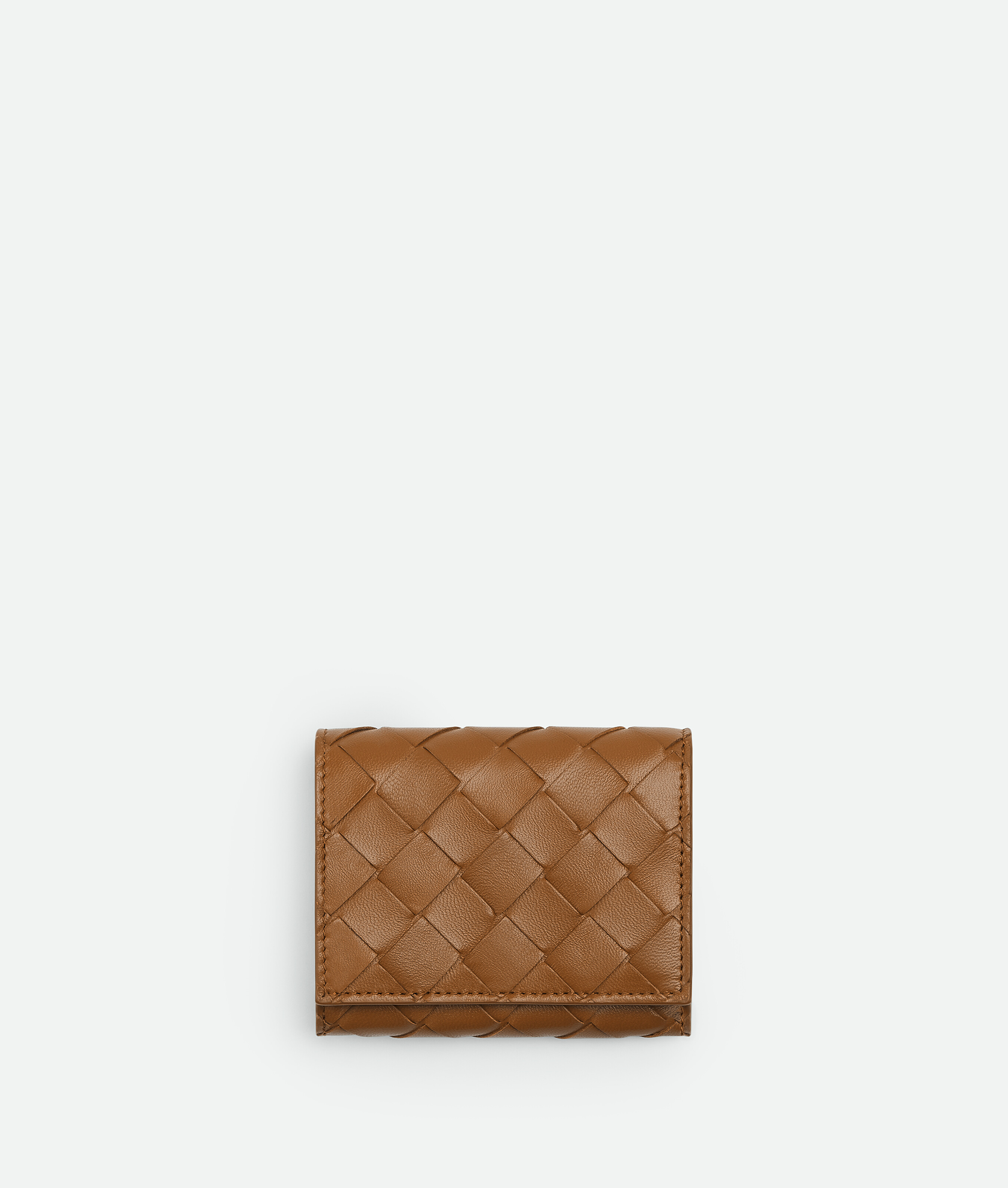 Bottega Veneta Intrecciato Tri-fold Zip Wallet In Brown