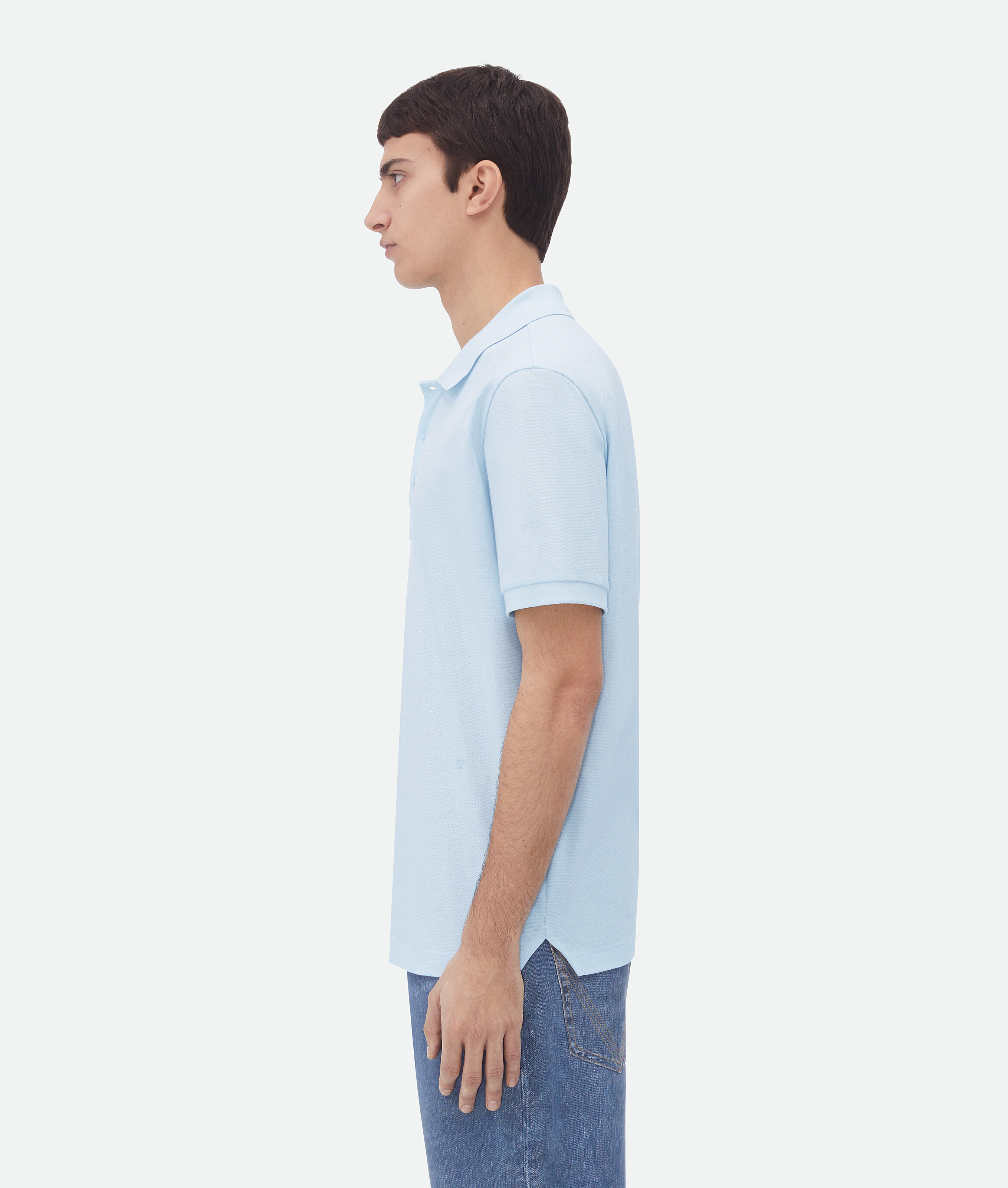 Bottega Veneta Cotton Piquet Polo In Blue