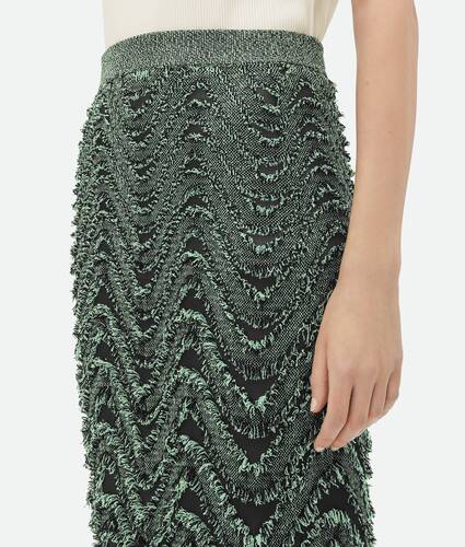 Textured Viscose Skirt With Weaved Fringes
