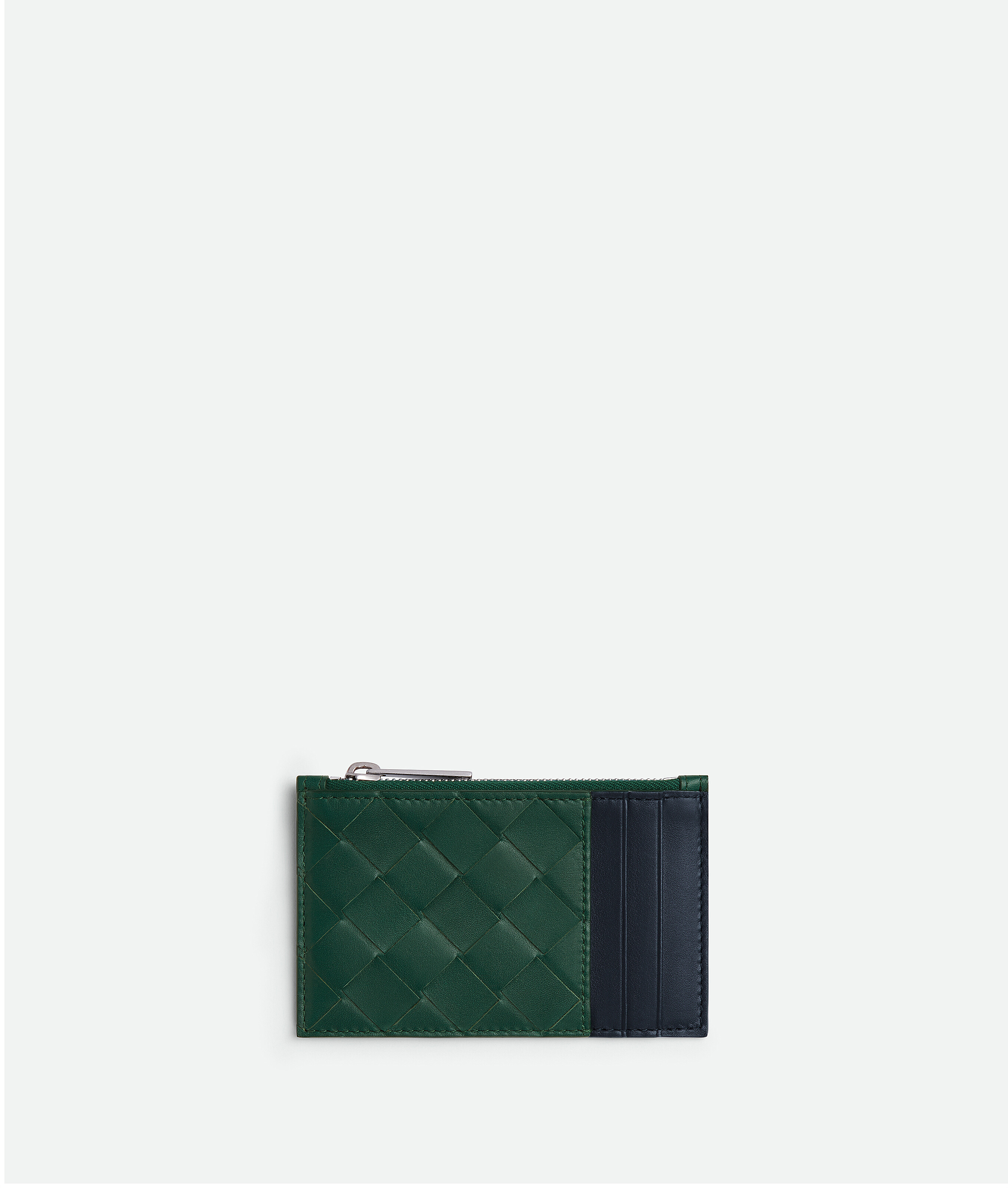 Bottega Veneta Intrecciato Zipped Card Case In Green