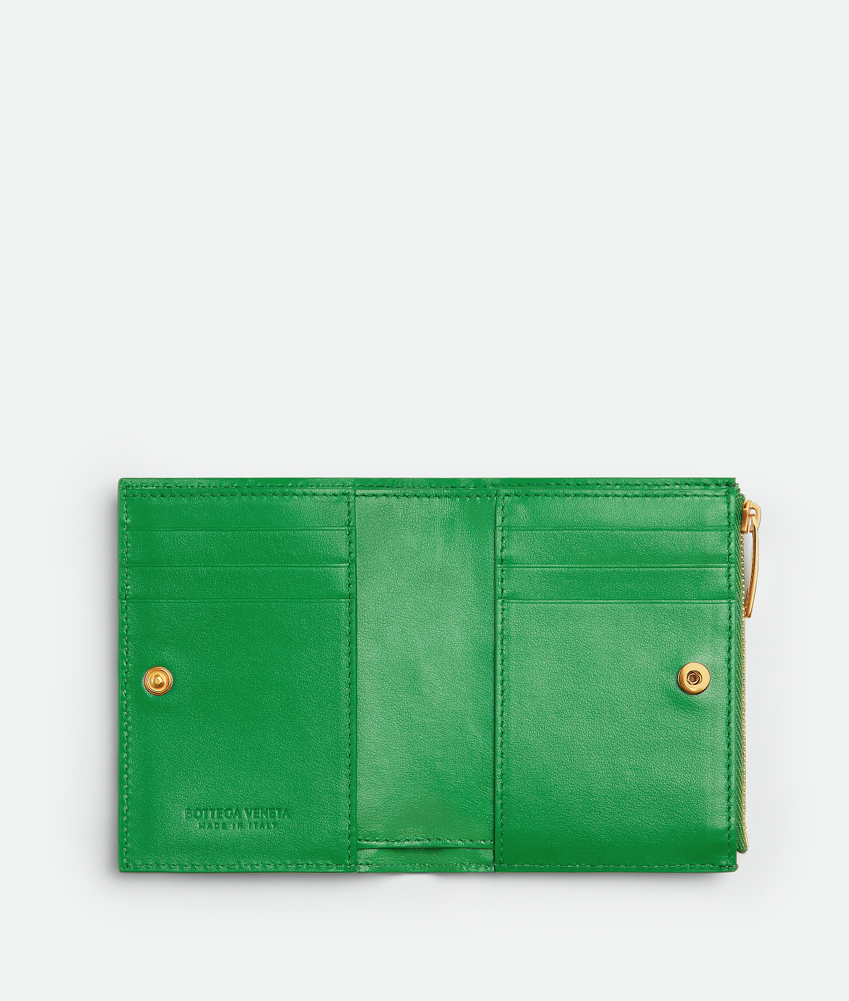 Shop Bottega Veneta Small Intrecciato Bi-fold Zip Wallet In Green