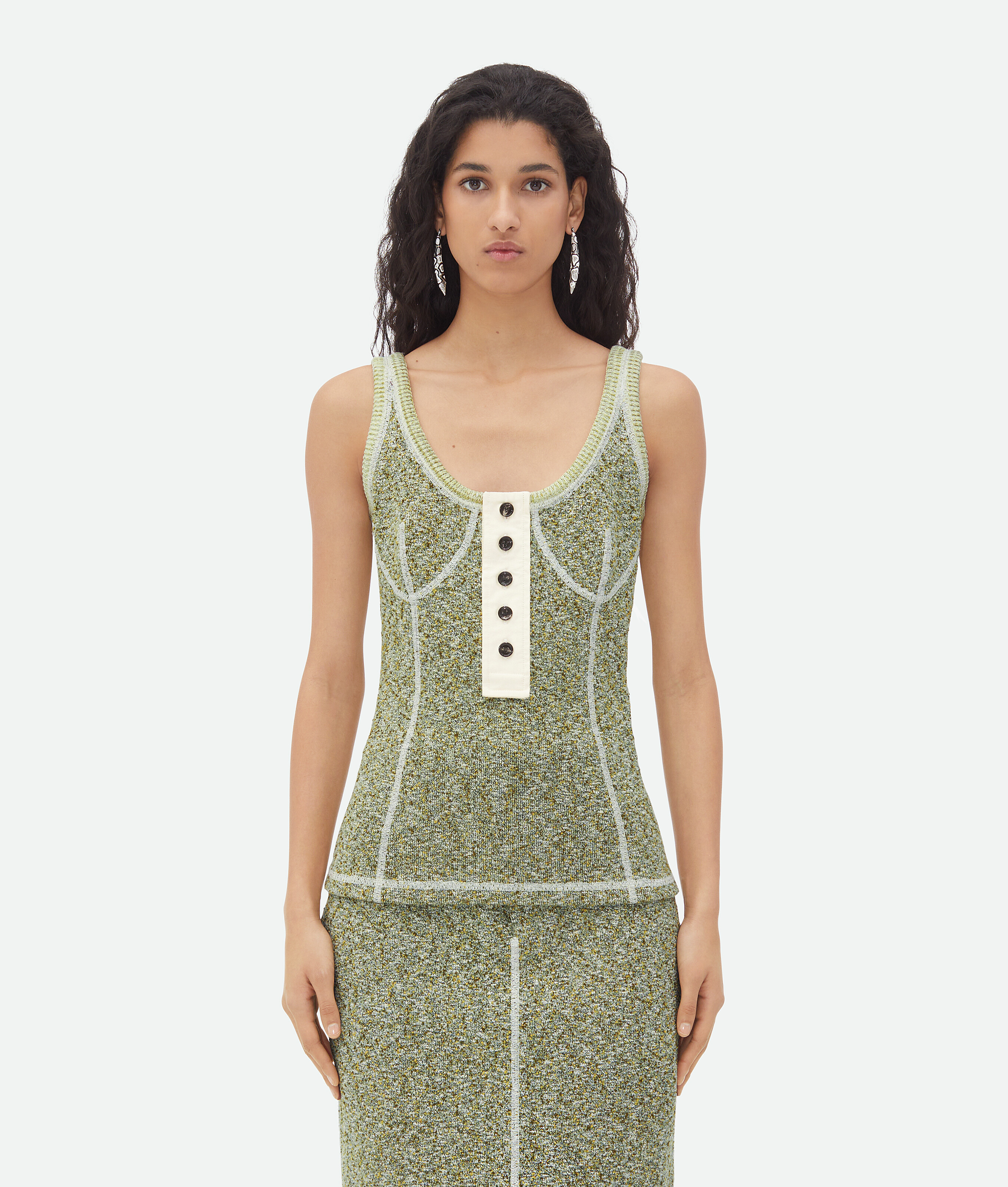 Bottega Veneta Knotted Mouline Cotton Jersey Tank Top In Multicolor