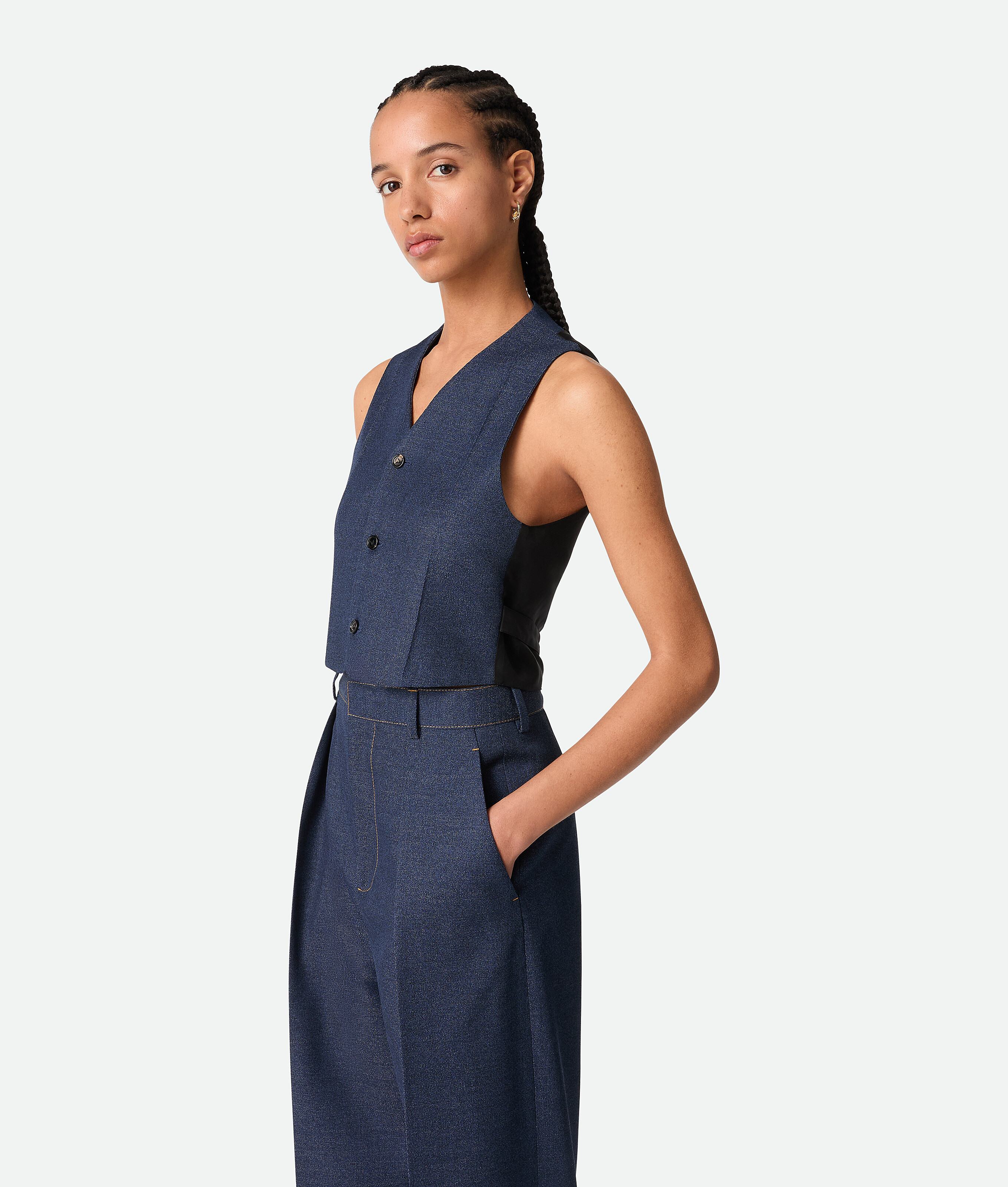 Bottega Veneta Melange Wool Gilet - Dark Indigo - Woman - 12 - Wool