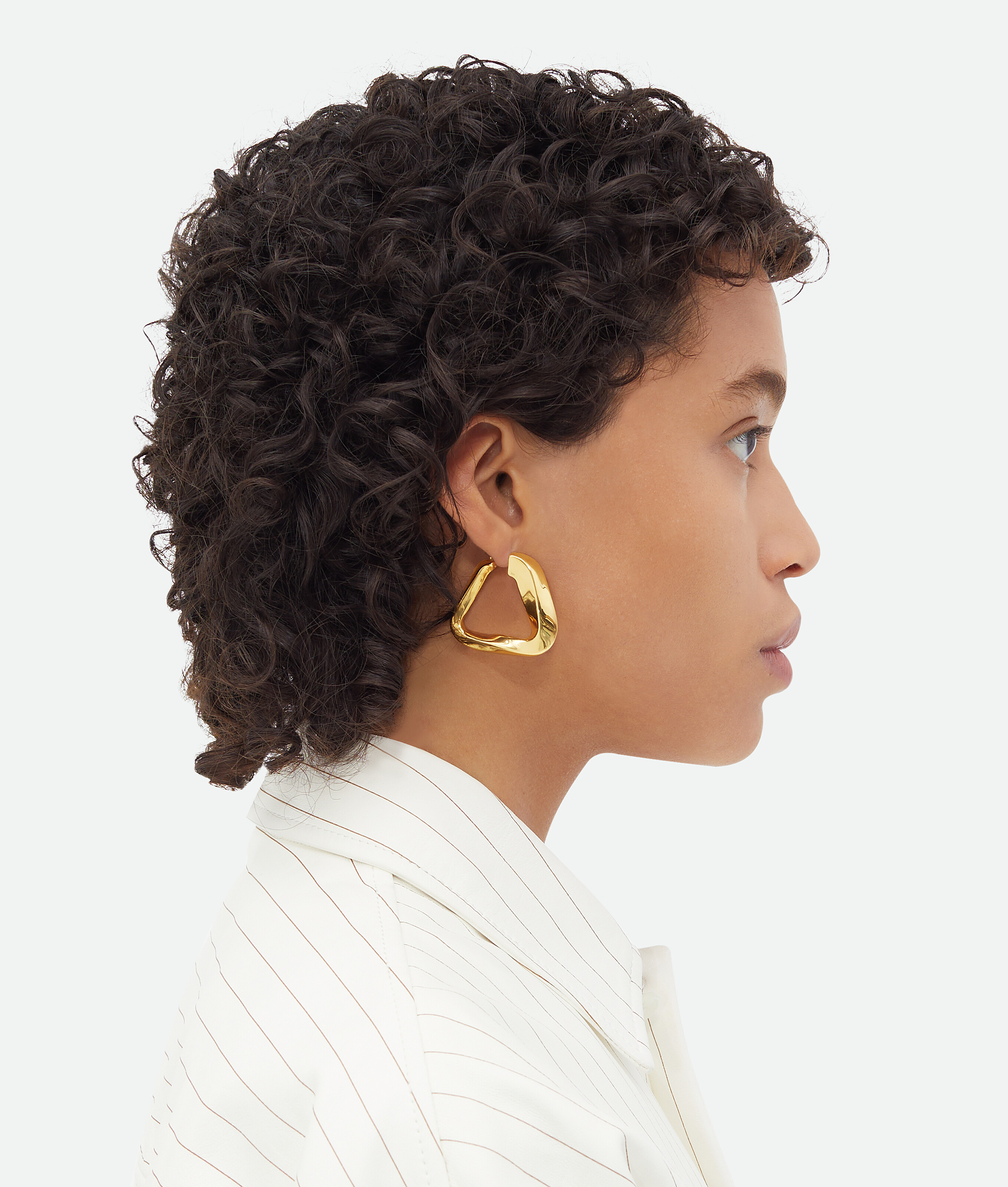 Bottega Veneta Large Twist Triangle Hoop Earrings In Gold
