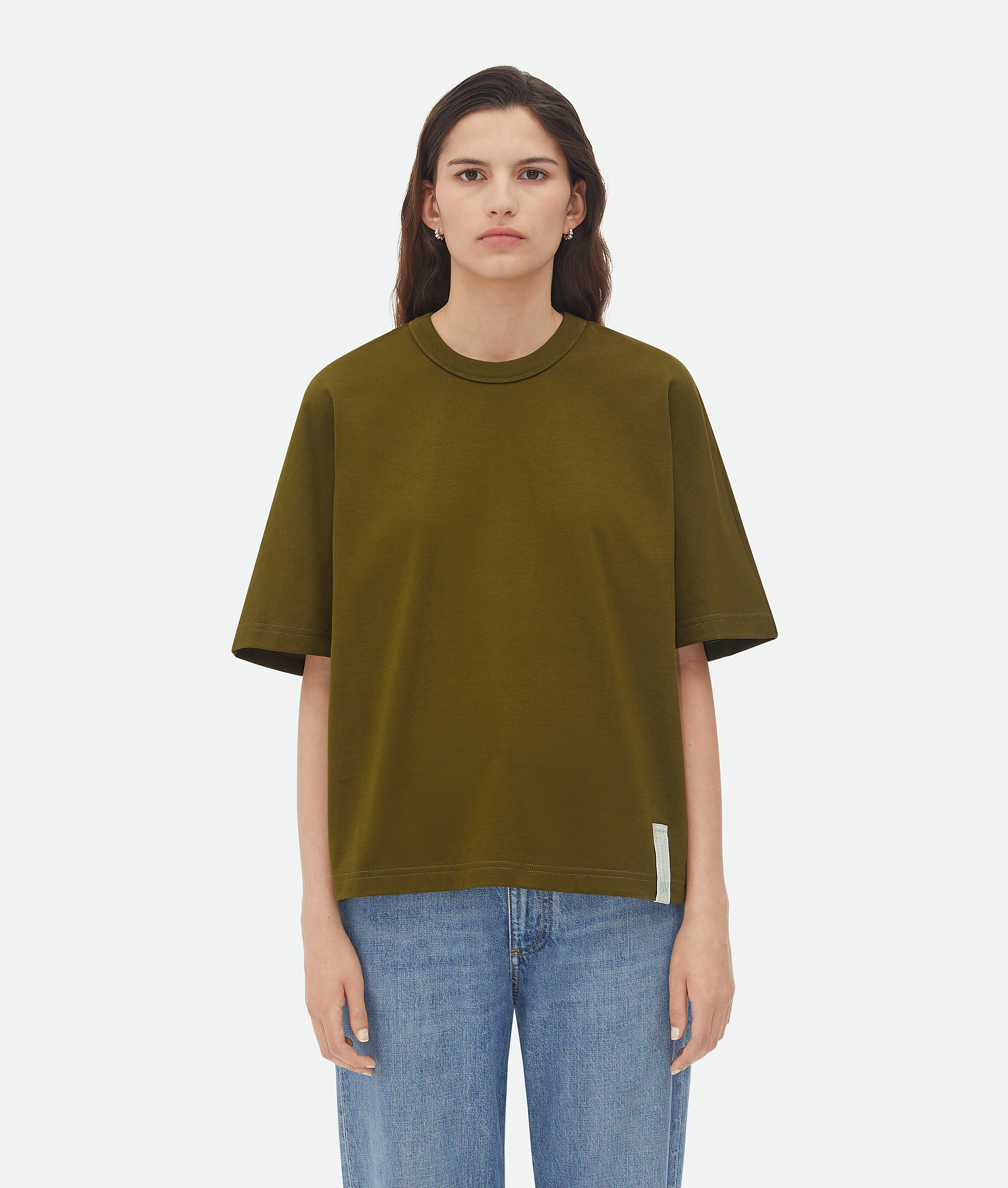 Bottega Veneta T-shirt In Jersey Di Cotone Pima - Verde - Donna - M - Cotone