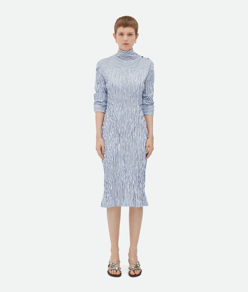 Display a large version of the product image 4 - Striped Technical Viscose Crinkled Dress 