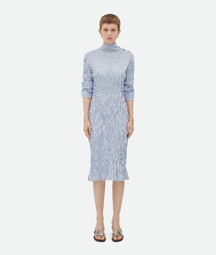 Striped Technical Viscose Crinkled Dress 